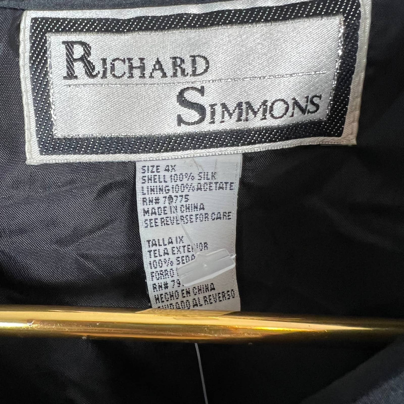 Vintage Black Silk Jacket Fleur De Lis Zip Up Snap Button 4x Nwt by Richard Simmons - Image 6