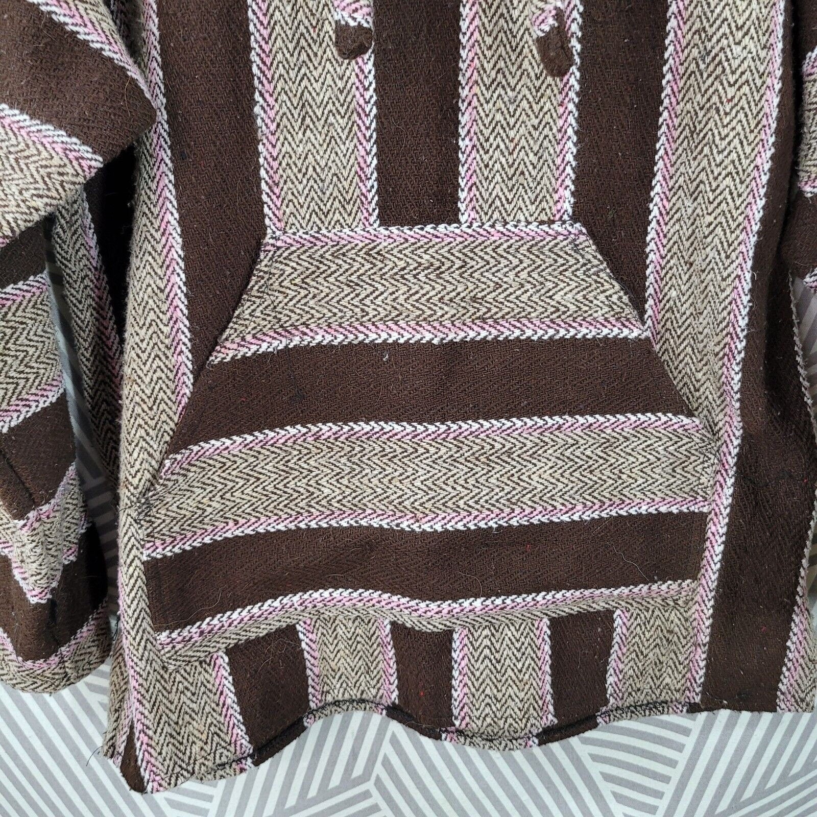 Vintage Blanket Hoodie Baja Pullover Men Medium Jacket by Earth Ragz - Image 4