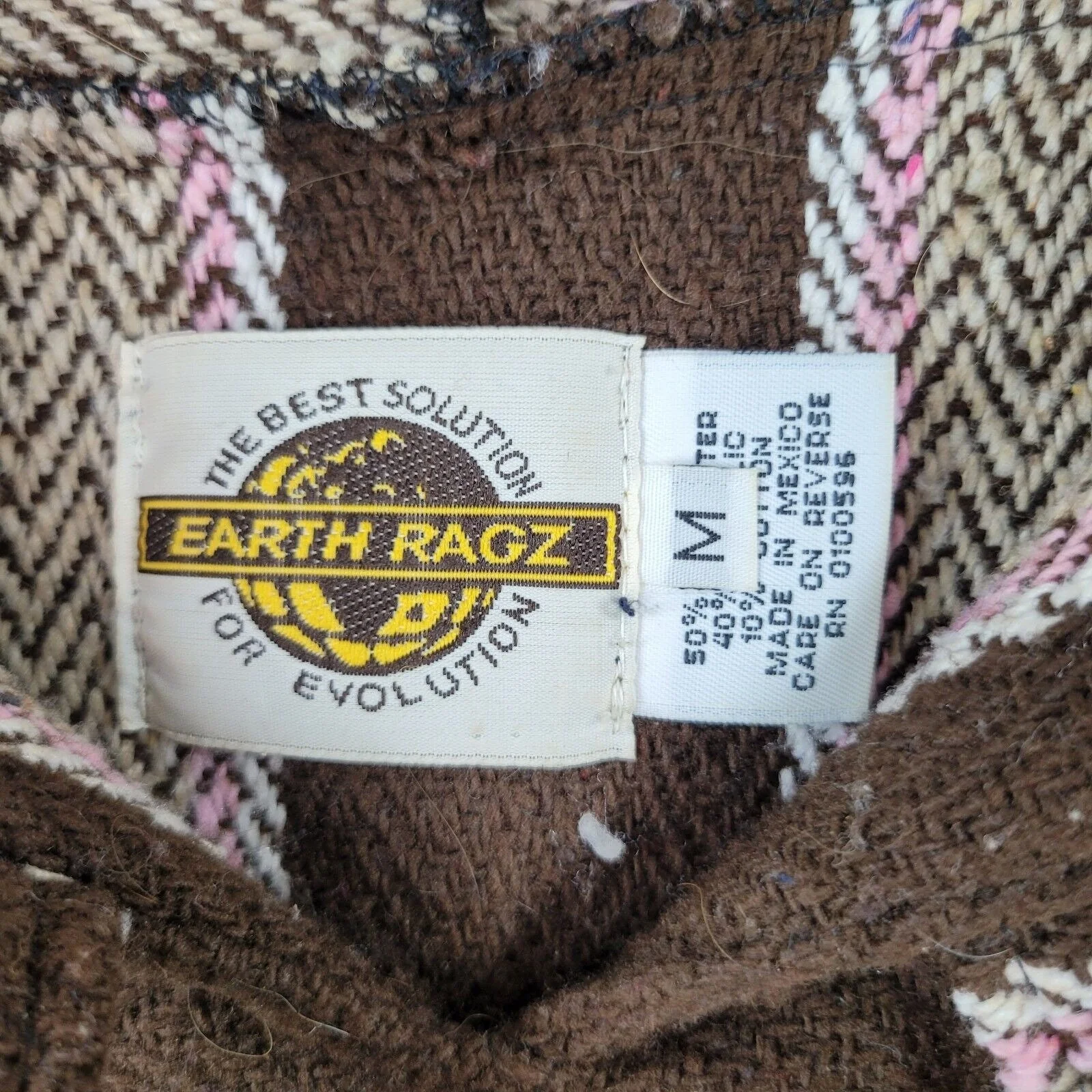 Vintage Blanket Hoodie Baja Pullover Men Medium Jacket by Earth Ragz - Image 6