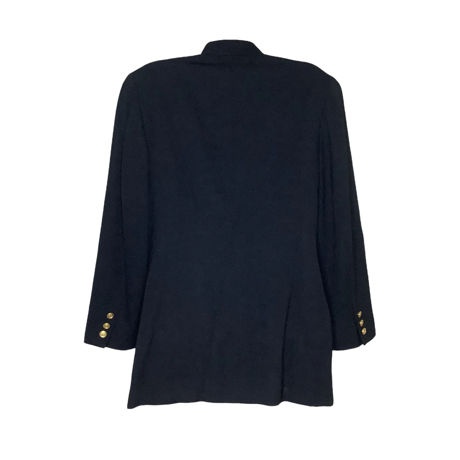 Vintage Blazer Longline 8 Black Gold Crest Buttons Wool 80s 90s by Liz Claiborne - Image 2