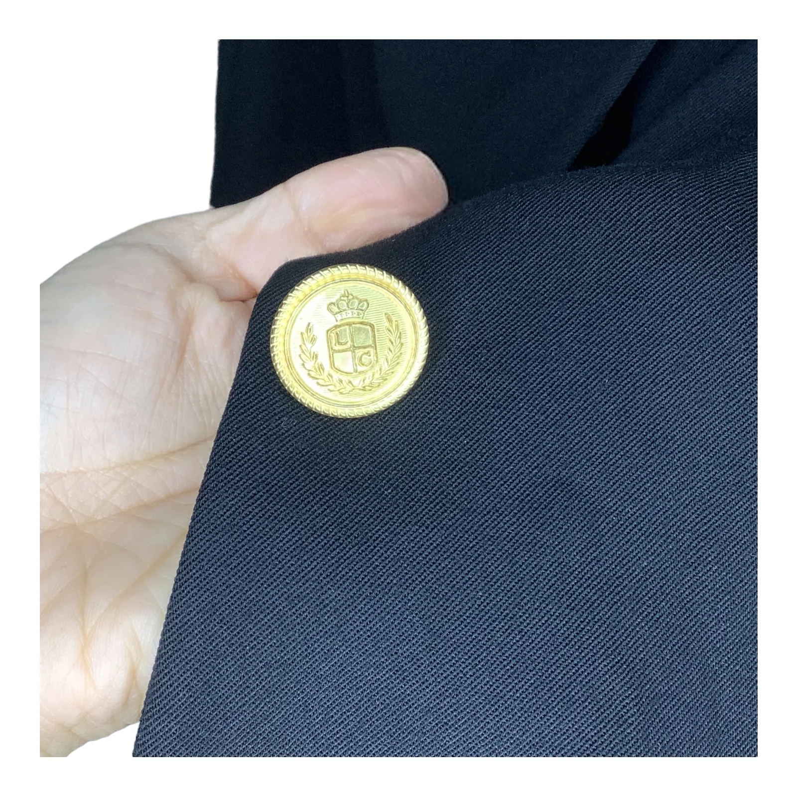 Vintage Blazer Longline 8 Black Gold Crest Buttons Wool 80s 90s by Liz Claiborne - Image 9