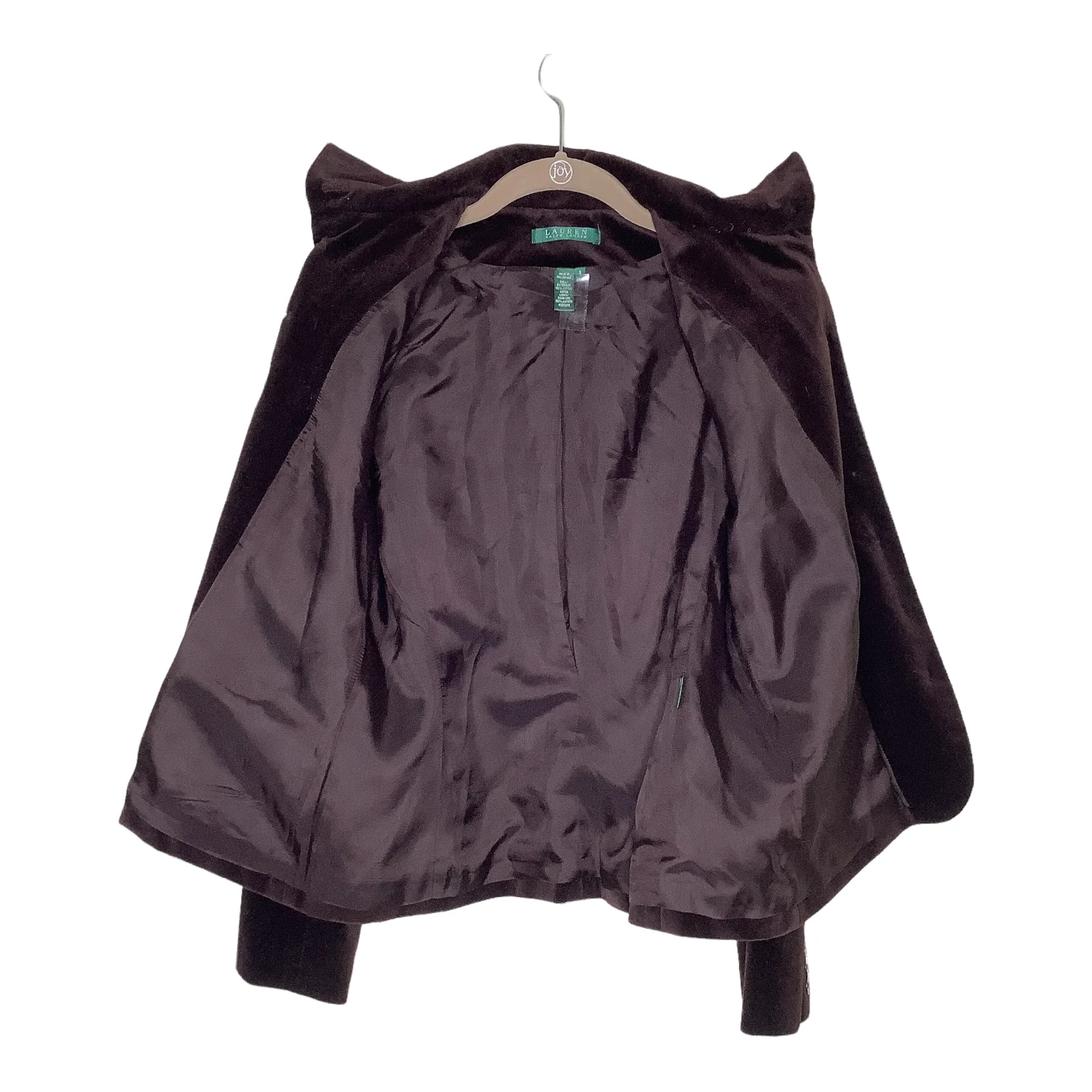 Vintage Blazer Velvet Jacket 90s 00s Mahogany High Neck 8 by Lauren Ralph Lauren - Image 4