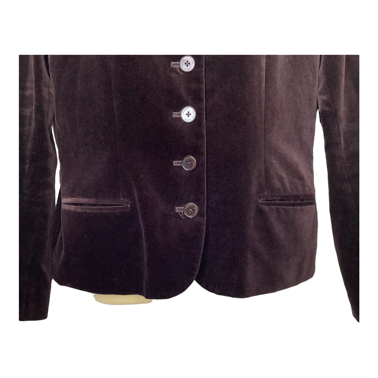 Vintage Blazer Velvet Jacket 90s 00s Mahogany High Neck 8 by Lauren Ralph Lauren - Image 7