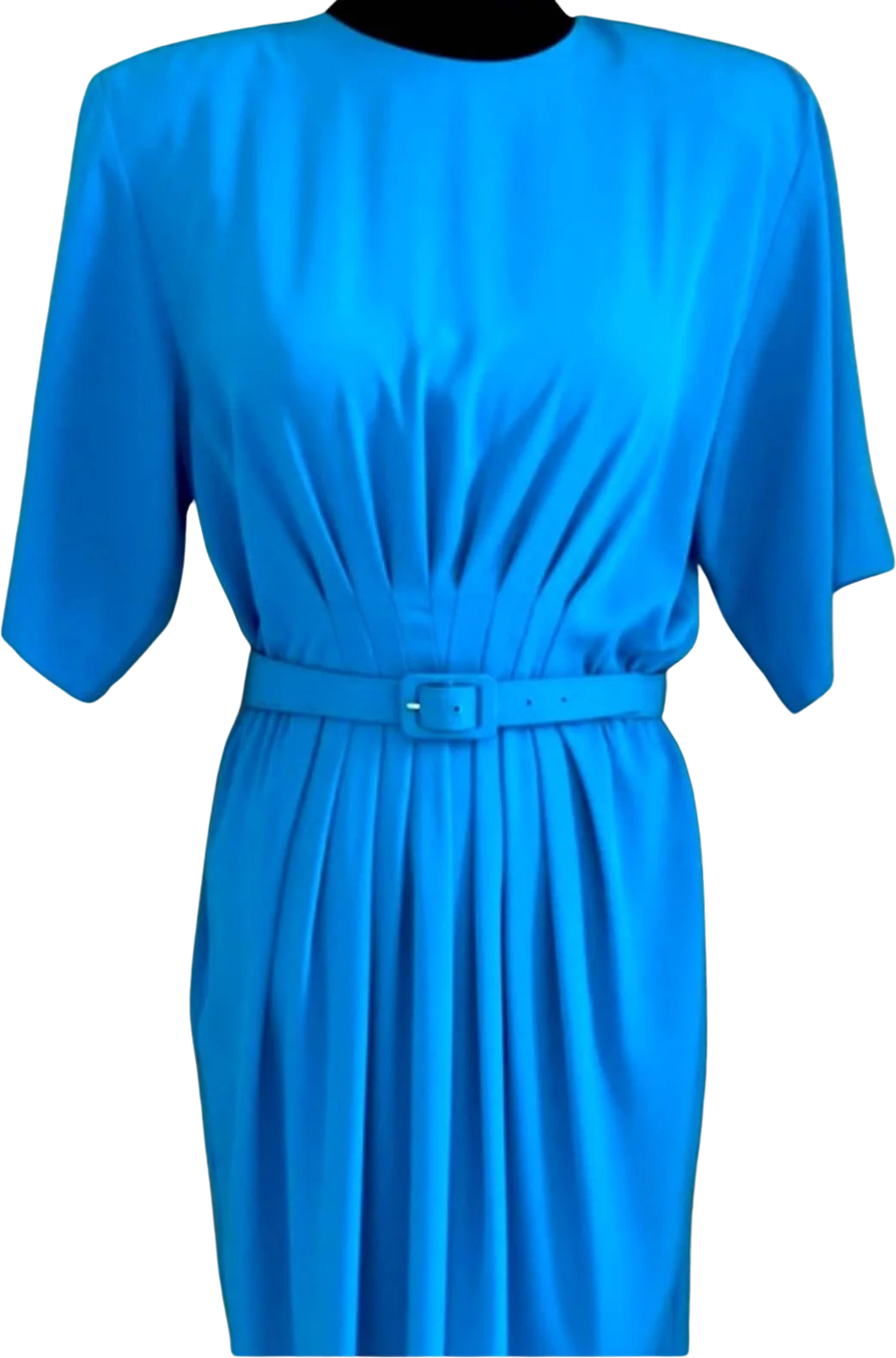Vintage Blue 80s Petites Size Med/large Dress Professional Pleated by Willi