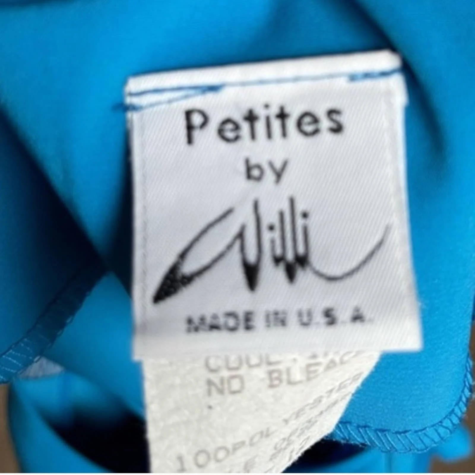 Vintage Blue 80s Petites Size Med/large Dress Professional Pleated by Willi - Image 5