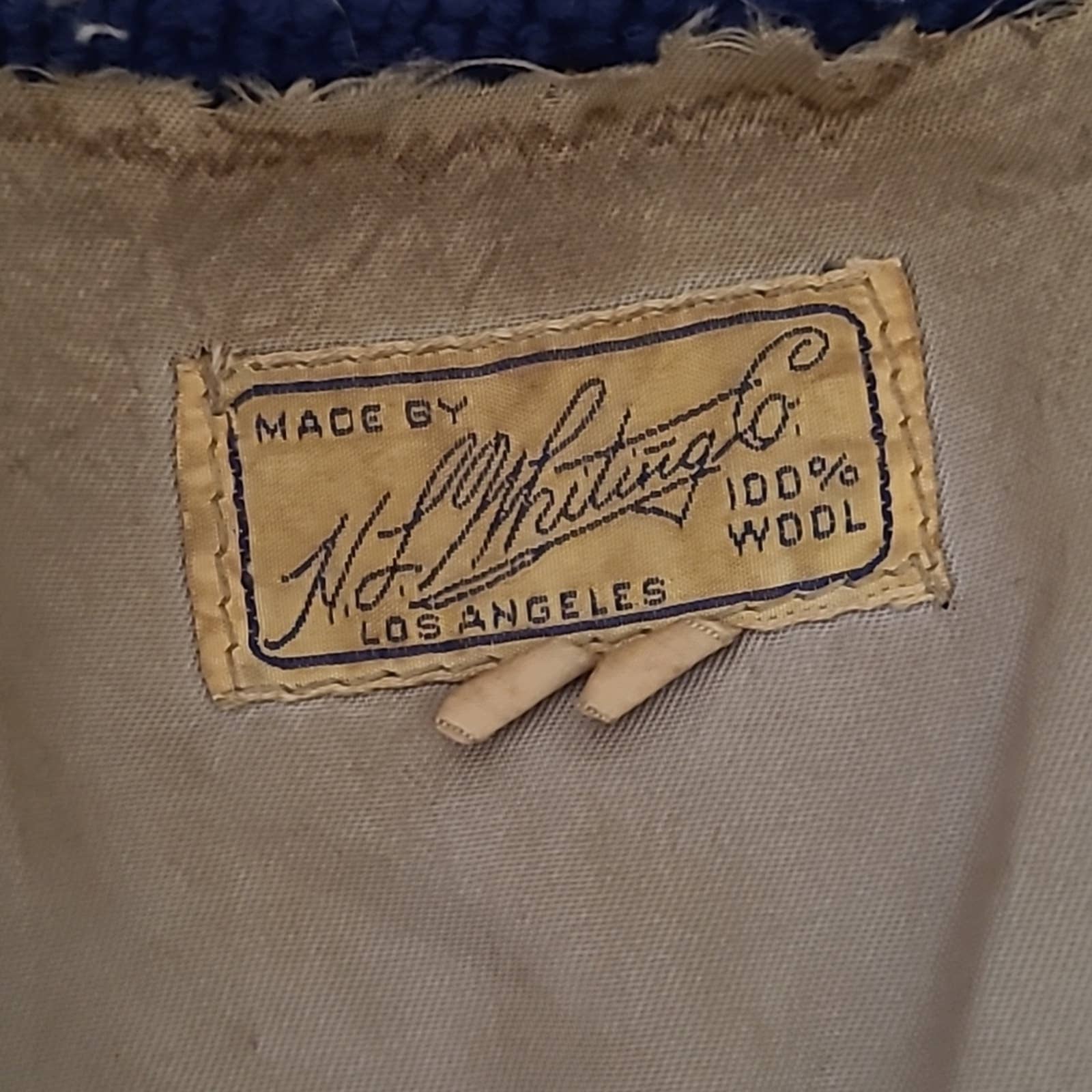 Vintage Blue and Burgundy Wool Letterman Button-Down Jacket- L/46 by H L Whiting Co - Image 12