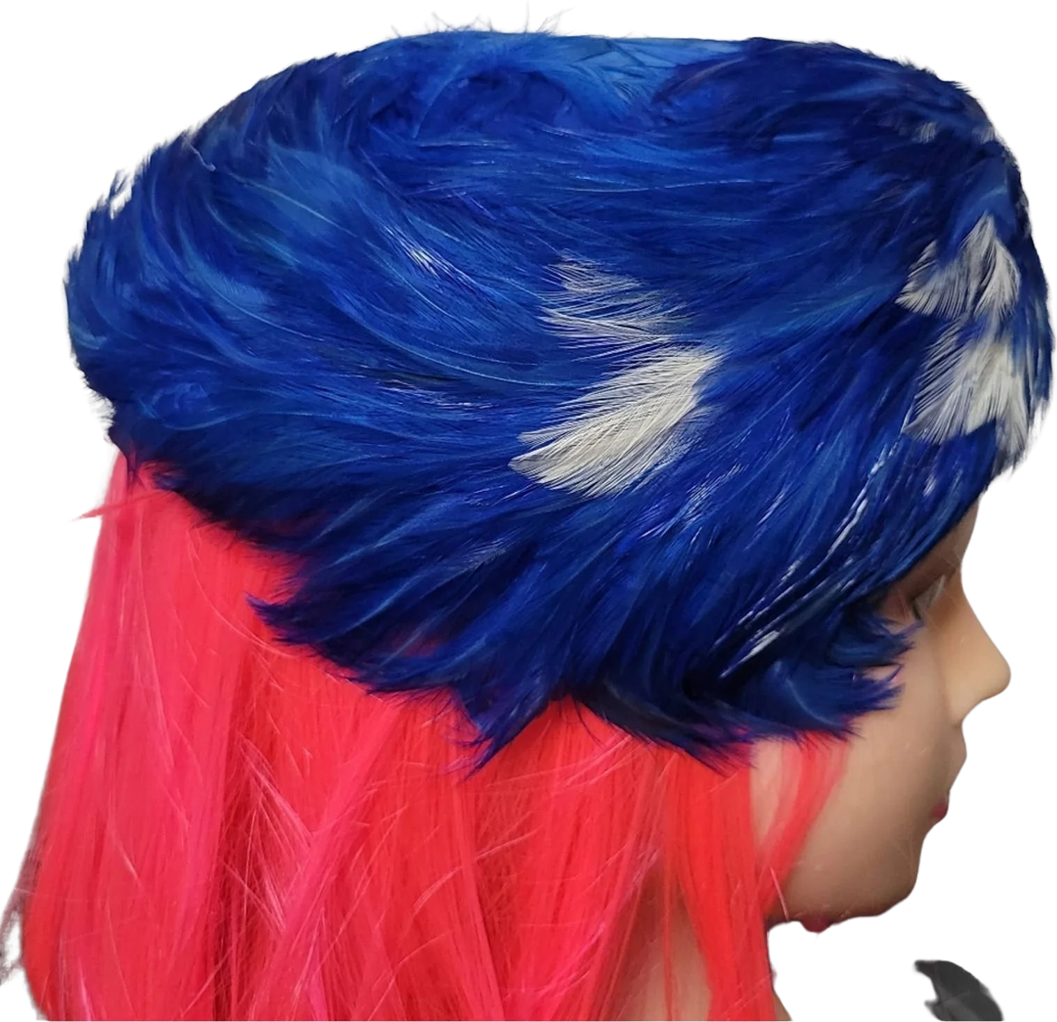 Vintage Blue and White Feather Union Made Hat