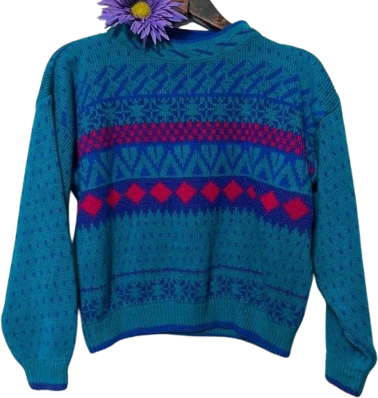 Vintage Blue Green Sweater by Extra Sportwear