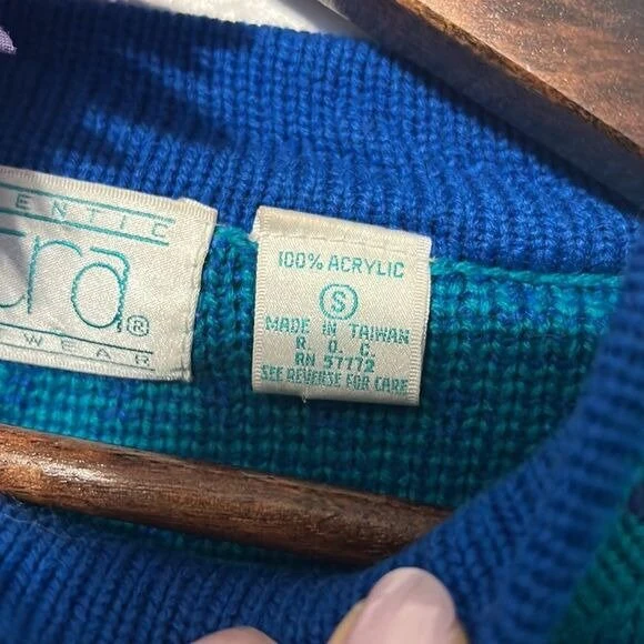Vintage Blue Green Sweater by Extra Sportwear - Image 5