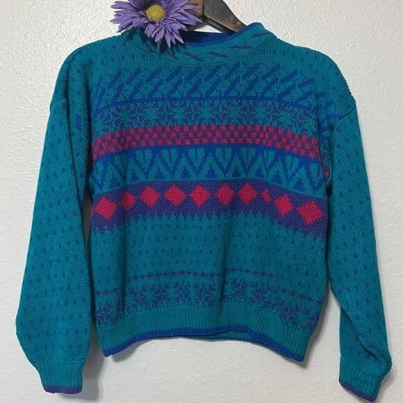 Vintage Blue Green Sweater by Extra Sportwear - Image 8