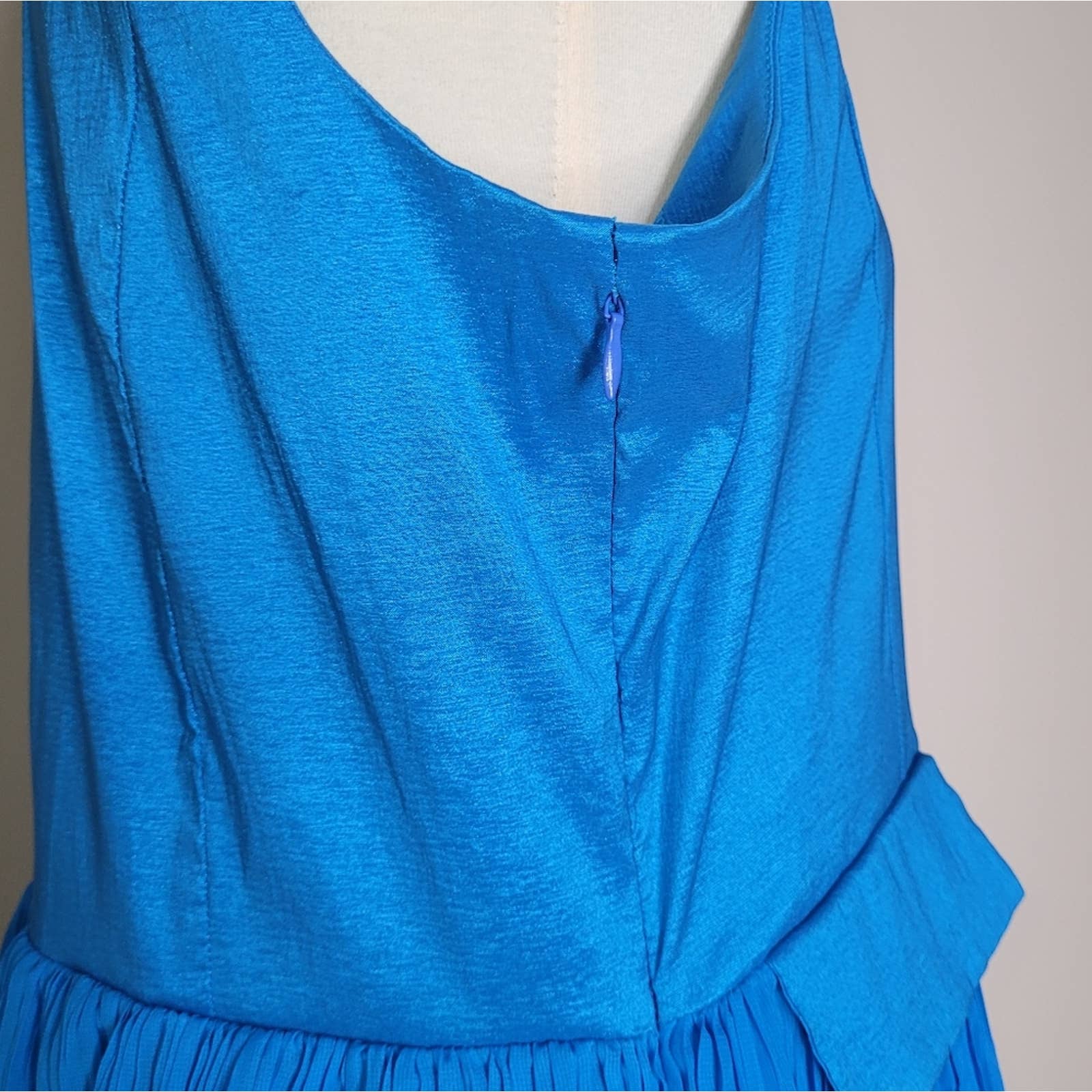 Vintage Blue Sleeveless Collared Fringe Dress by Jerry T - Image 4