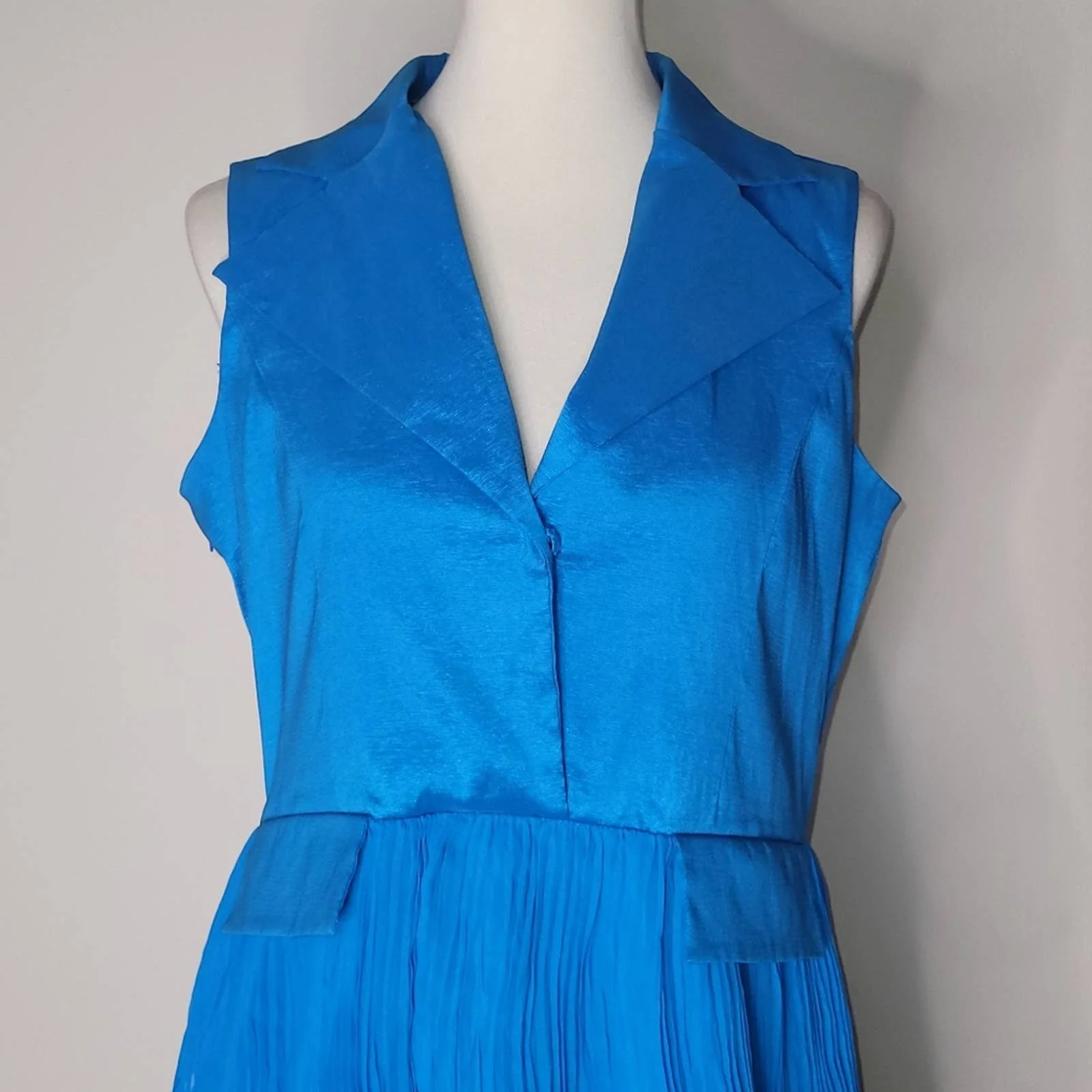 Vintage Blue Sleeveless Collared Fringe Dress by Jerry T - Image 7