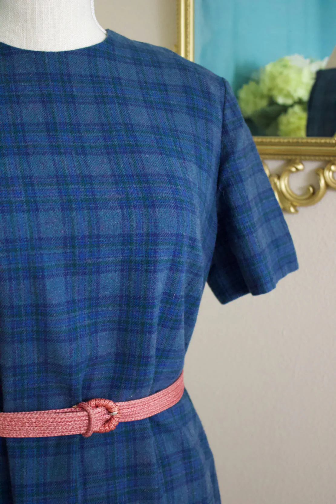 Vintage Blue Tartan Plaid Wool Dress by Pendleton - Image 3