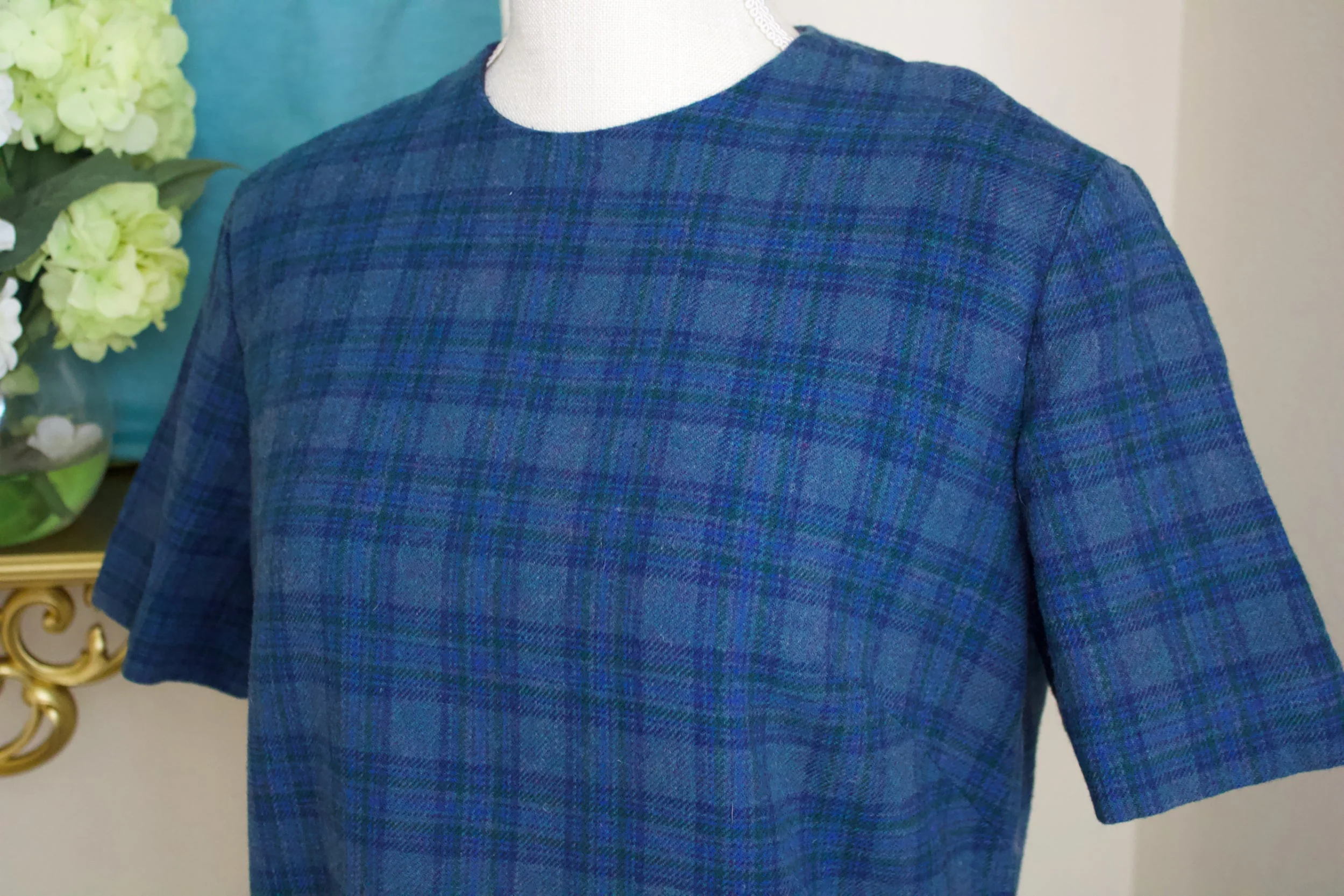 Vintage Blue Tartan Plaid Wool Dress by Pendleton - Image 4