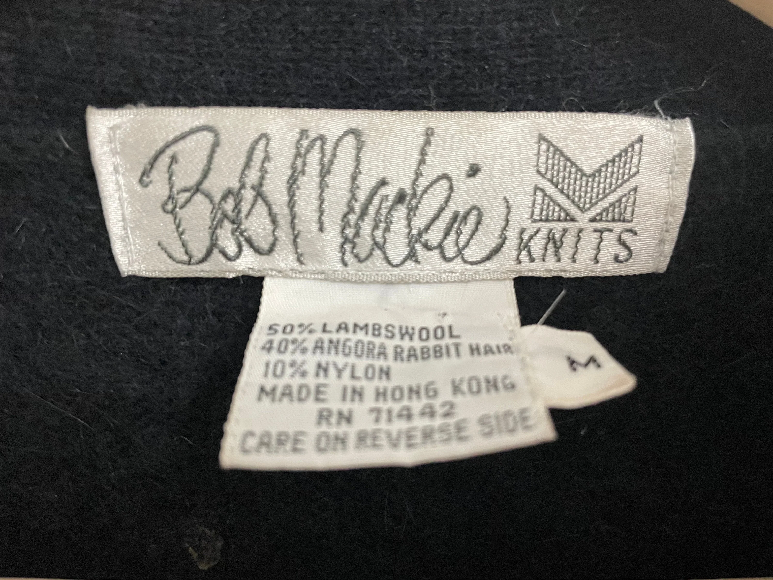 Vintage Bob Mackie Beaded Cardigan Sweater Black Wool and Angora Medium by Bob Mackie - Image 2