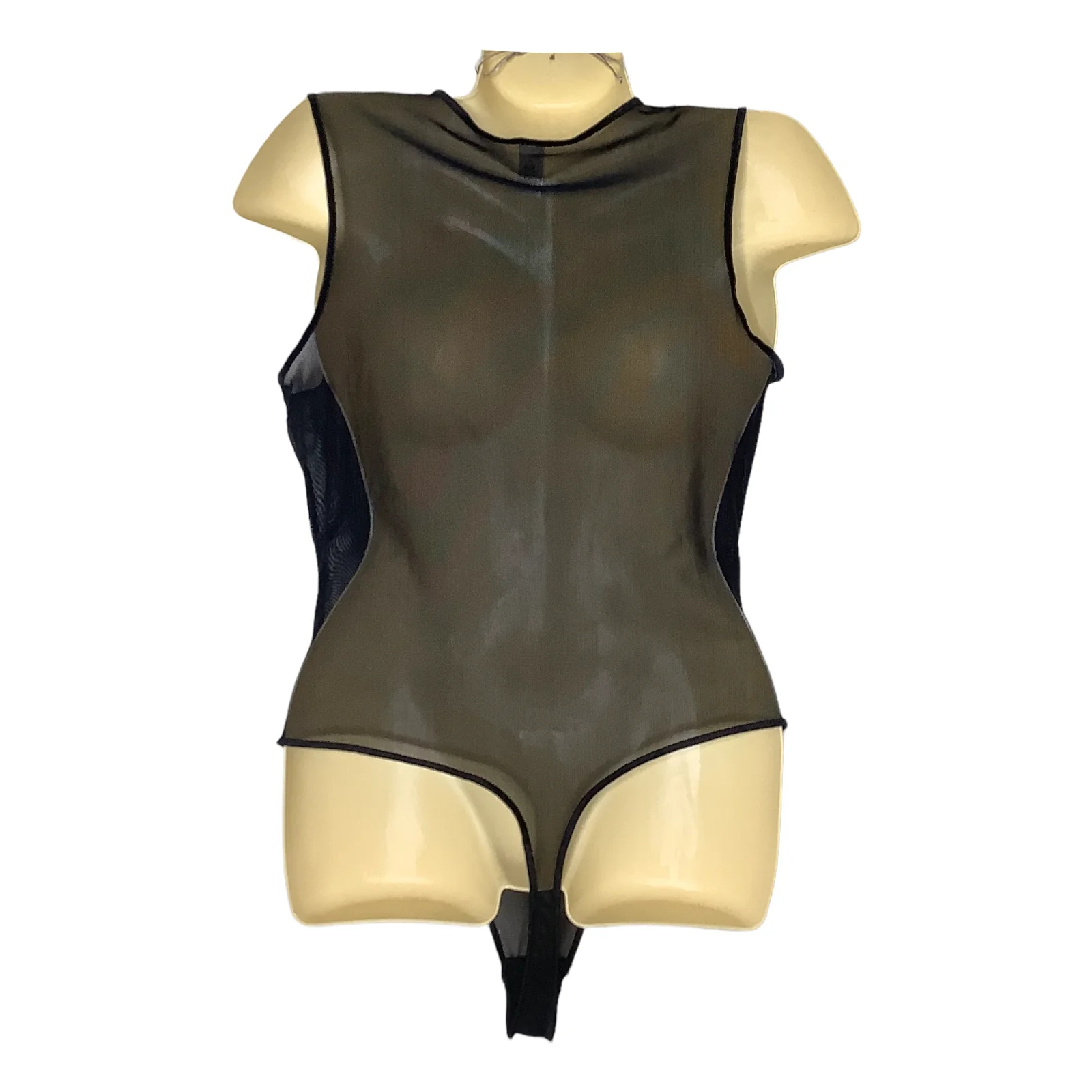Vintage Bodysuit 90s M/l Thong Sheer Mesh Teddy Beaded High Cut by Victoria's Secret - Image 2