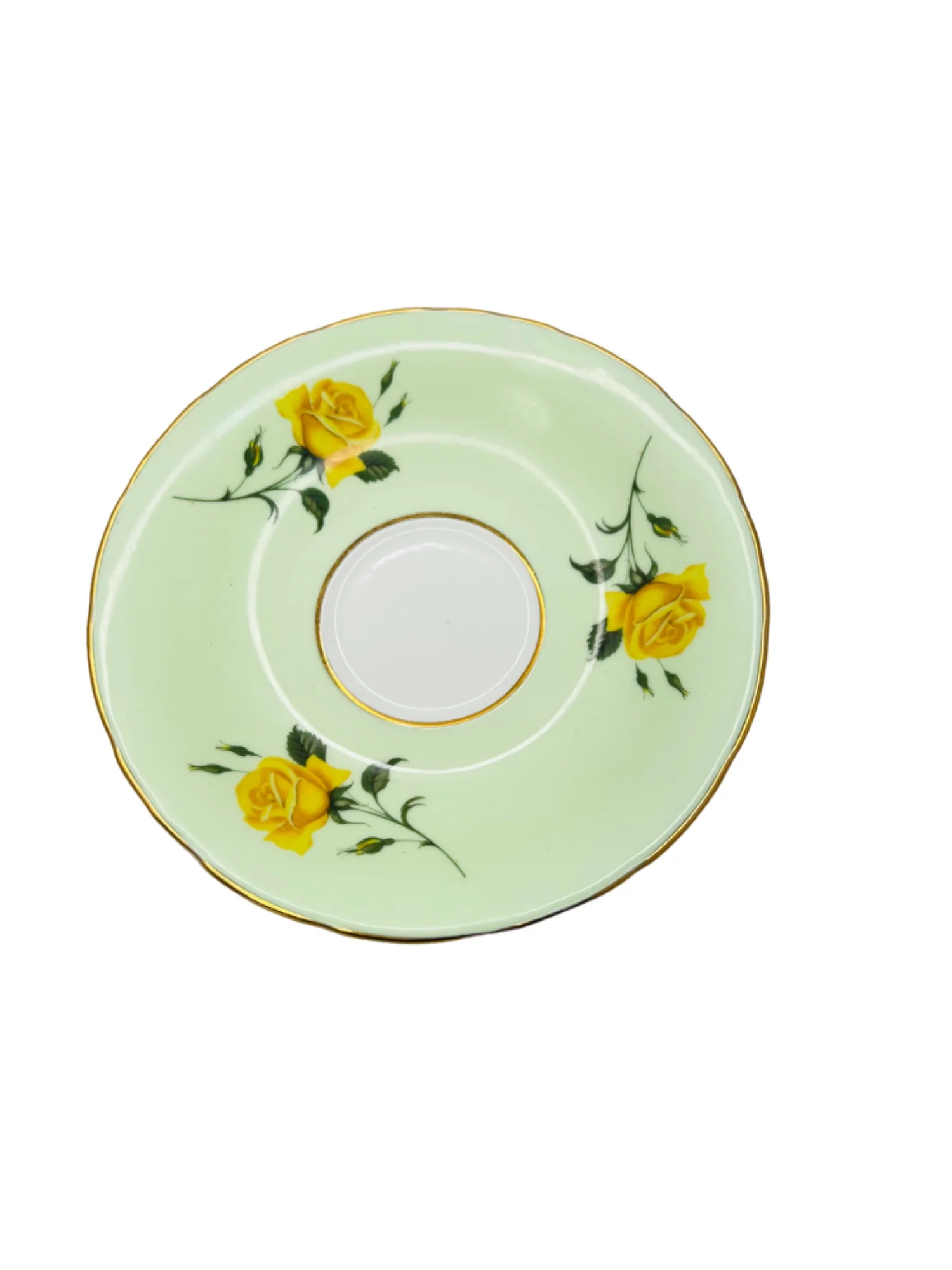 Vintage Bone China Mint Green and Yellow Roses Tea Cup Saucer by Sutherland - Image 7