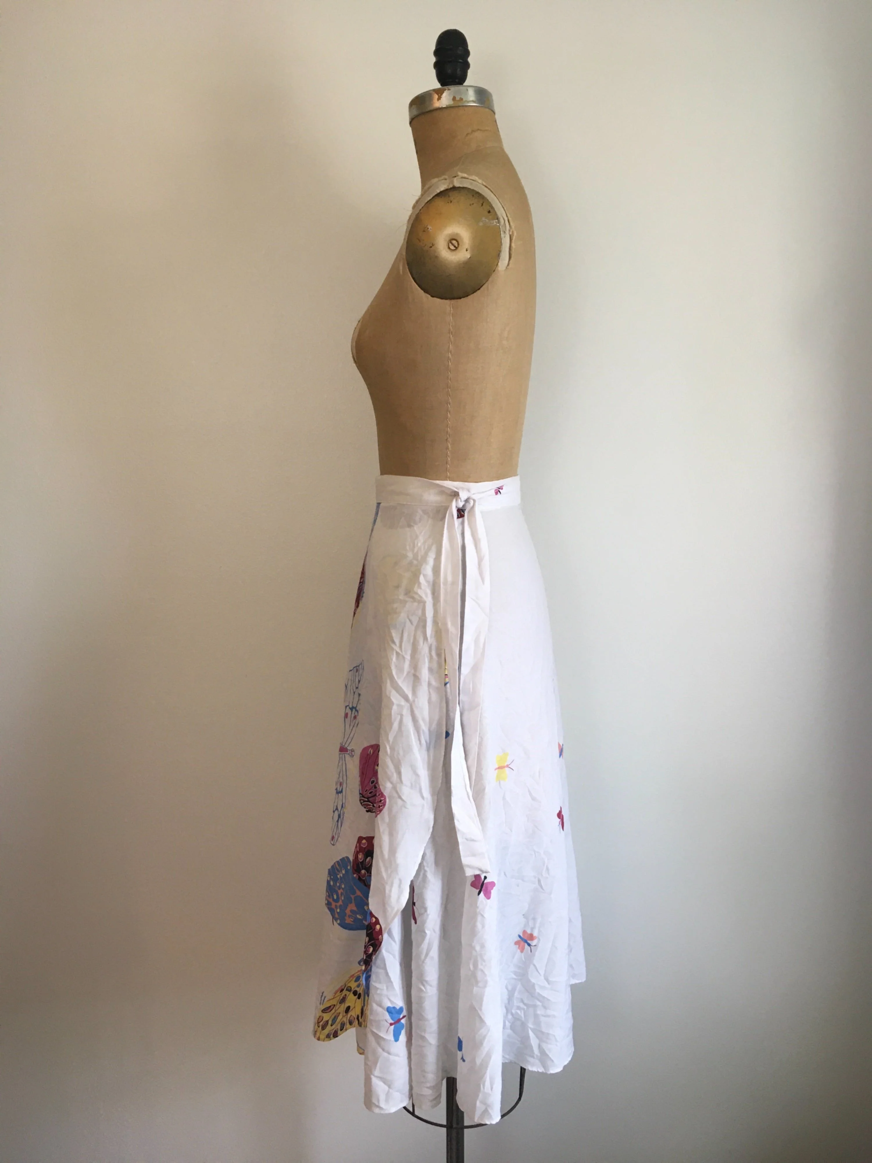 70's Border Print Butterfly Novelty Wrap Skirt - Image 4