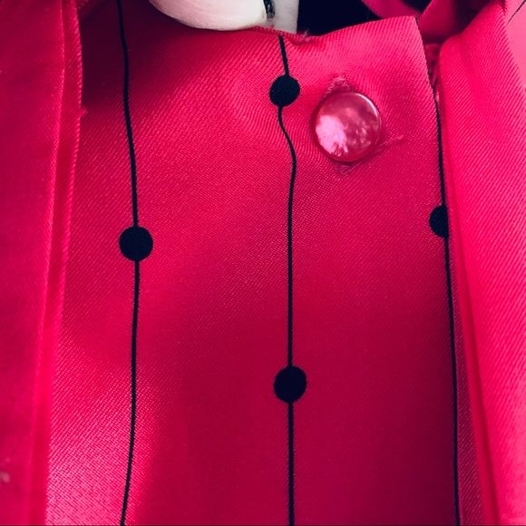 Vintage Bow Blouse 80s Dot Geo Print Deep Pink with Black Size 6 by St. Germain - Image 3