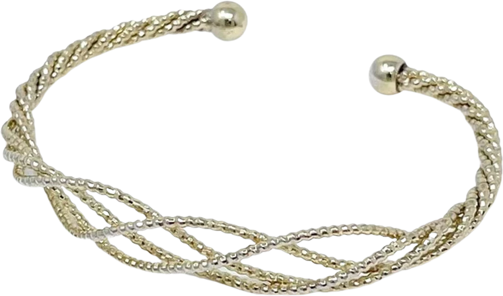 Vintage Braided Gold Adjustable Bangle Bracelet