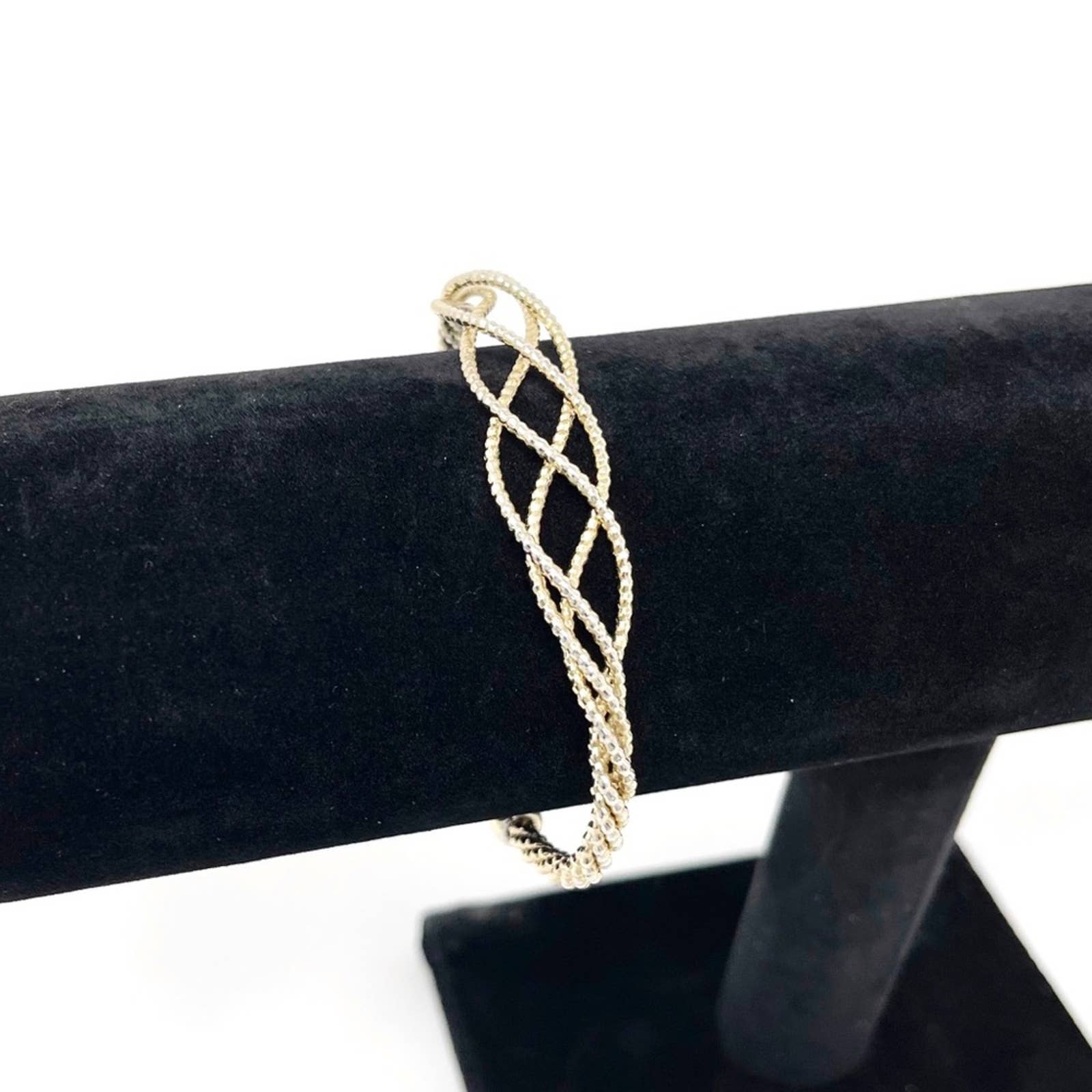 Vintage Braided Gold Adjustable Bangle Bracelet - Image 3