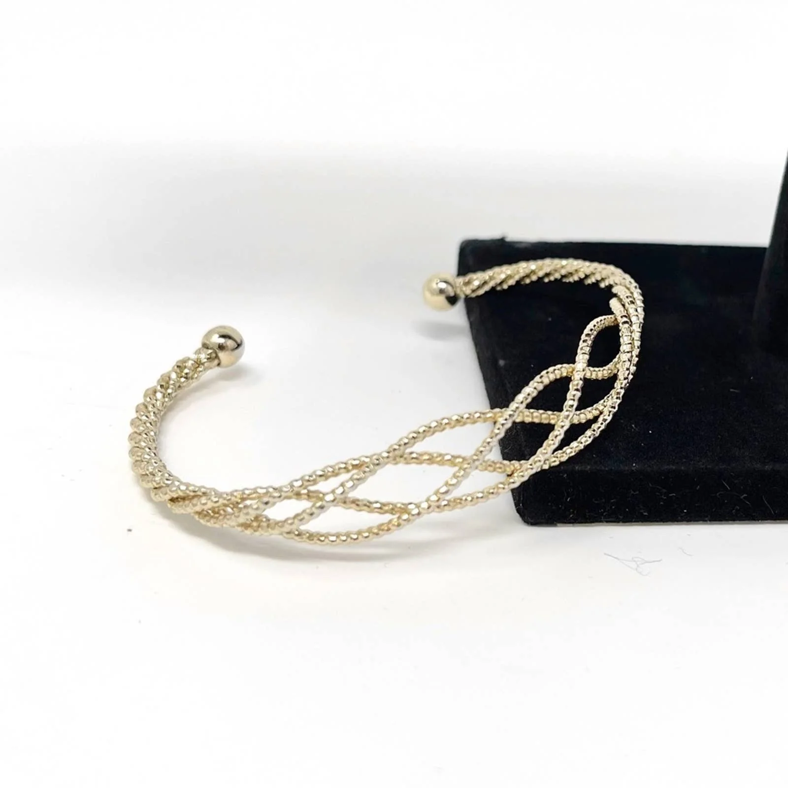 Vintage Braided Gold Adjustable Bangle Bracelet - Image 4