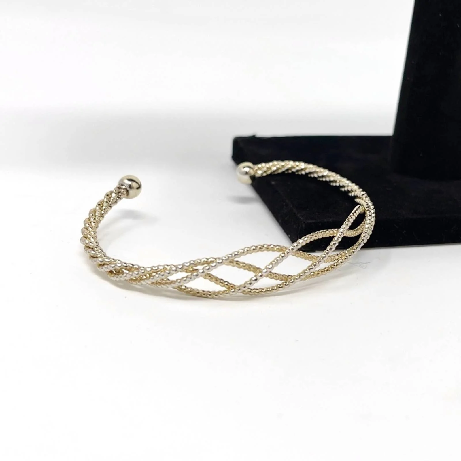 Vintage Braided Gold Adjustable Bangle Bracelet - Image 5