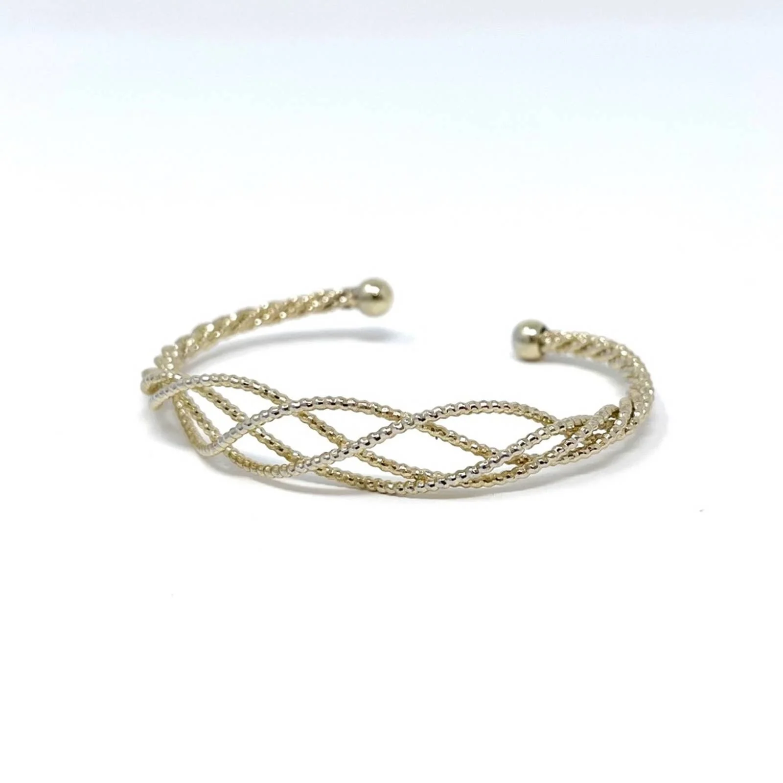 Vintage Braided Gold Adjustable Bangle Bracelet - Image 7