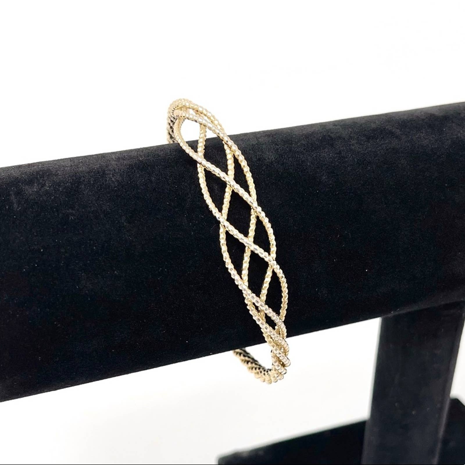 Vintage Braided Gold Adjustable Bangle Bracelet - Image 8