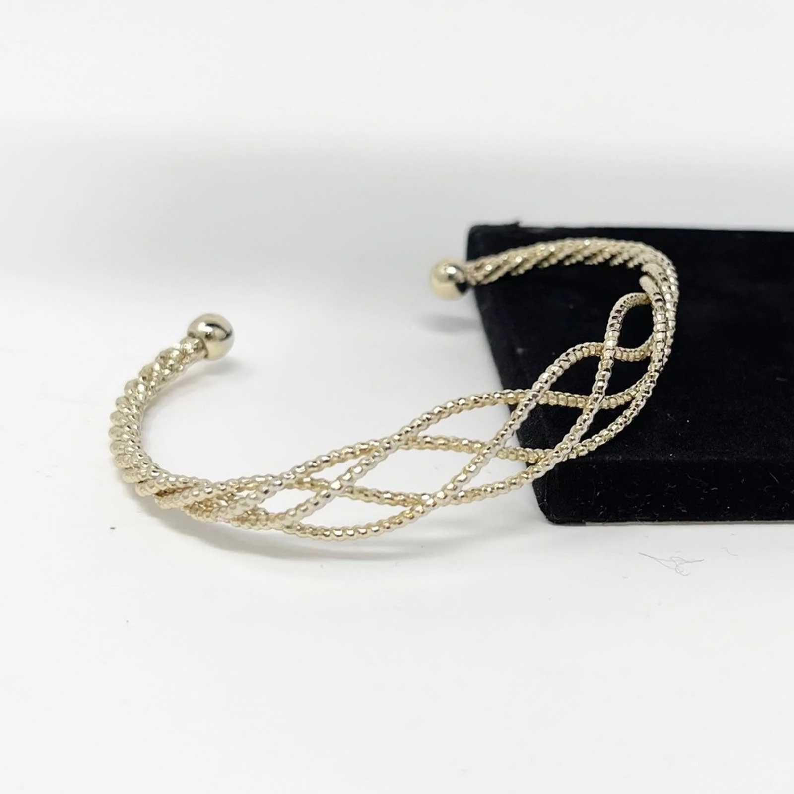 Vintage Braided Gold Adjustable Bangle Bracelet - Image 9