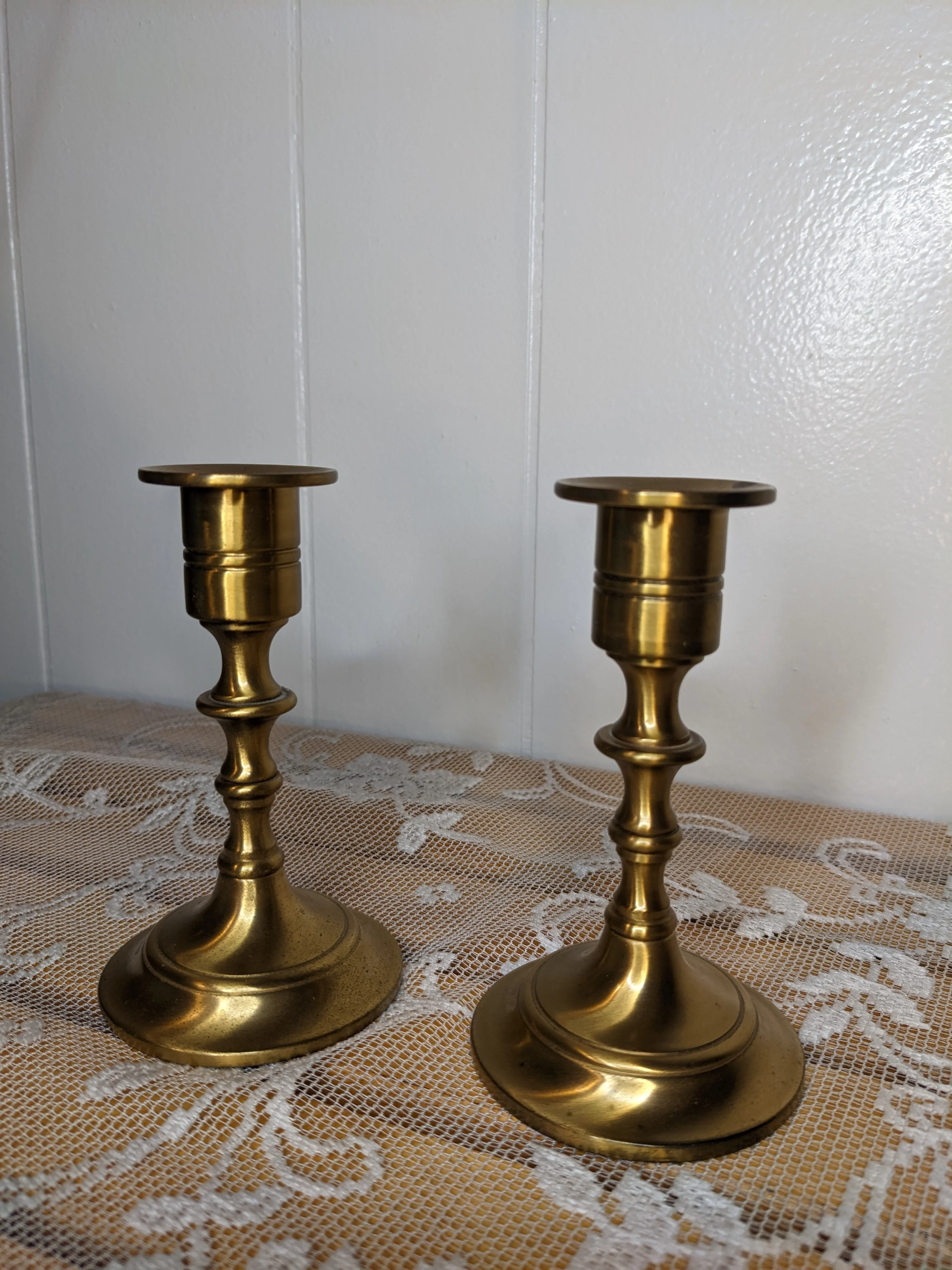 Vintage Brass Candlestick Holder Pair - Image 3