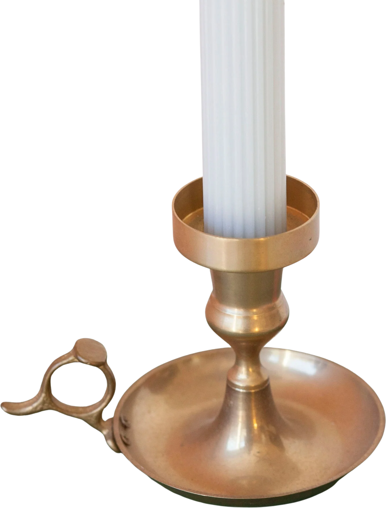 Vintage Brass Chamberstick Single Old Fashioned Candle Holder with Handle
