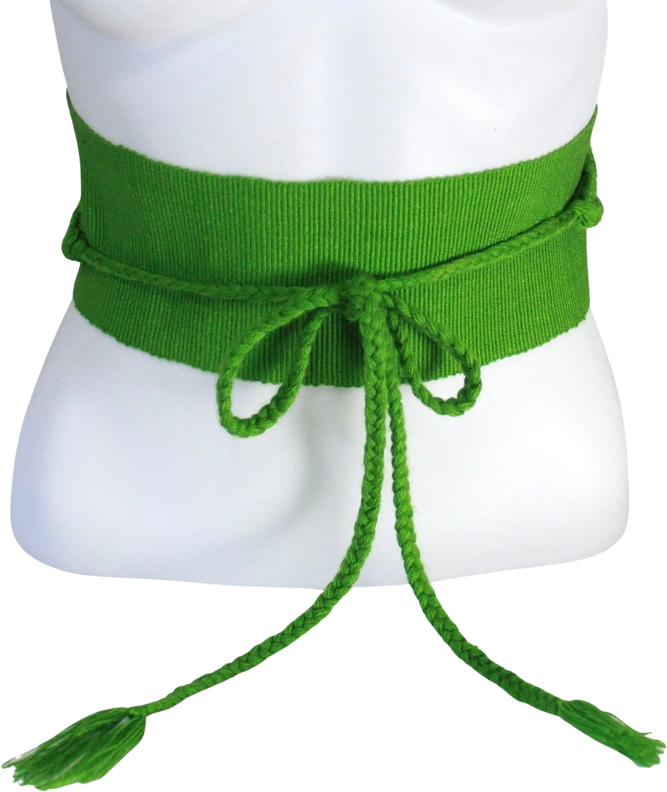 Vintage Bright Green Obi Style Wide Fabric Belt