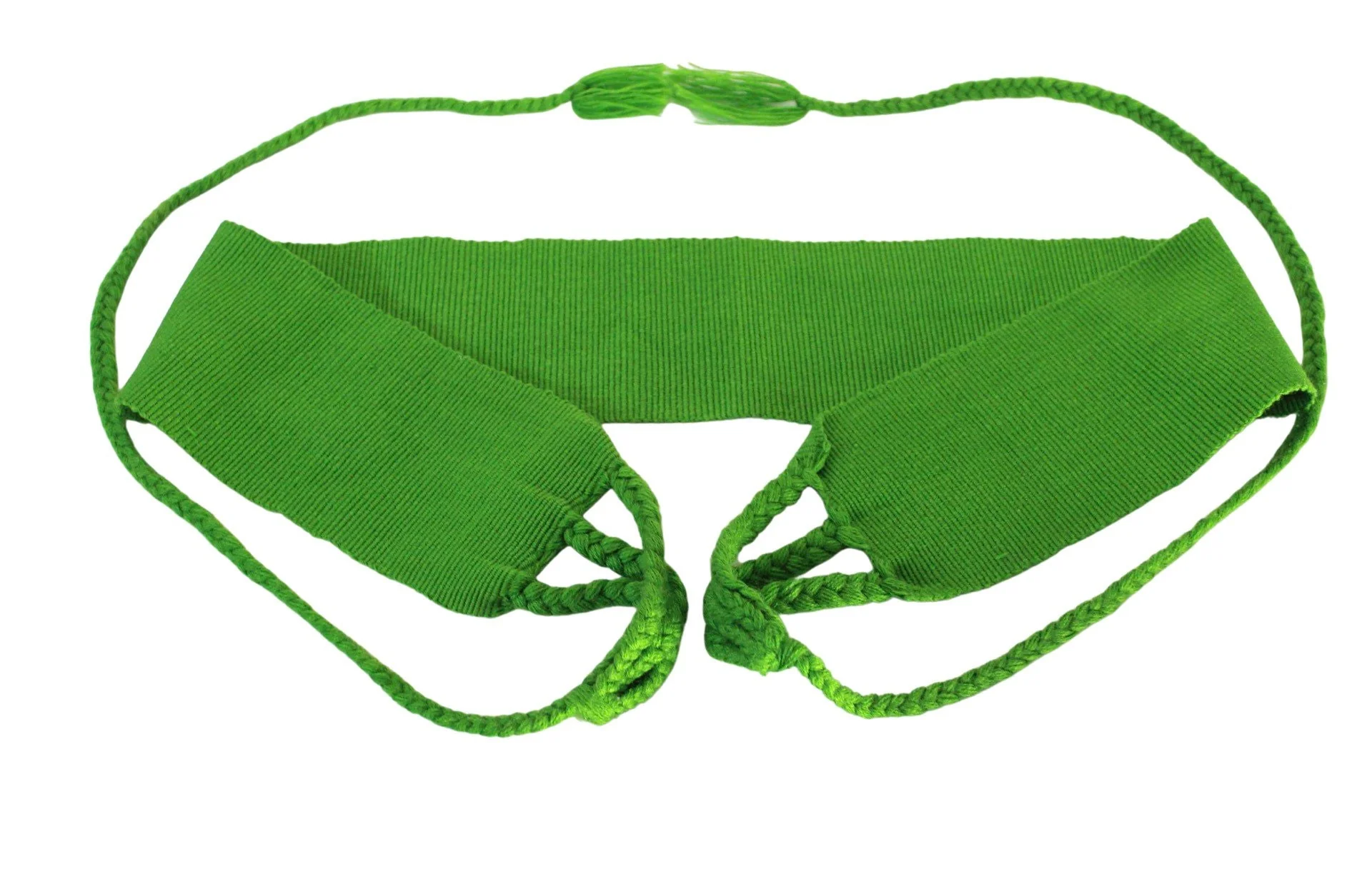 Vintage Bright Green Obi Style Wide Fabric Belt - Image 6