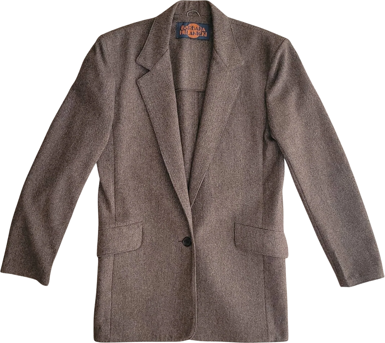 Vintage Brown Wool Blend Long-Sleeved Blazer - Sz. M by Barbara Hulanicki