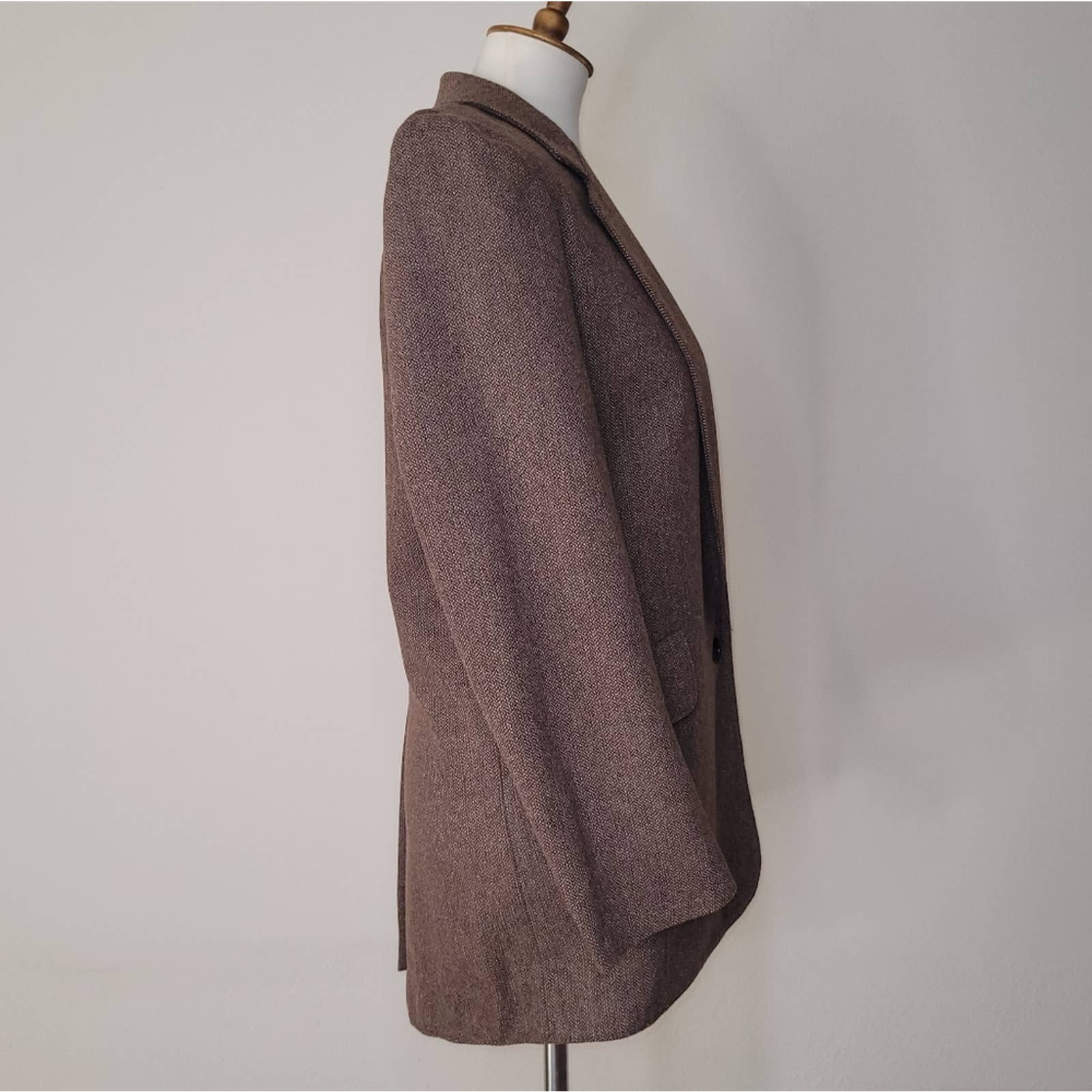 Vintage Brown Wool Blend Long-Sleeved Blazer - Sz. M by Barbara Hulanicki - Image 4
