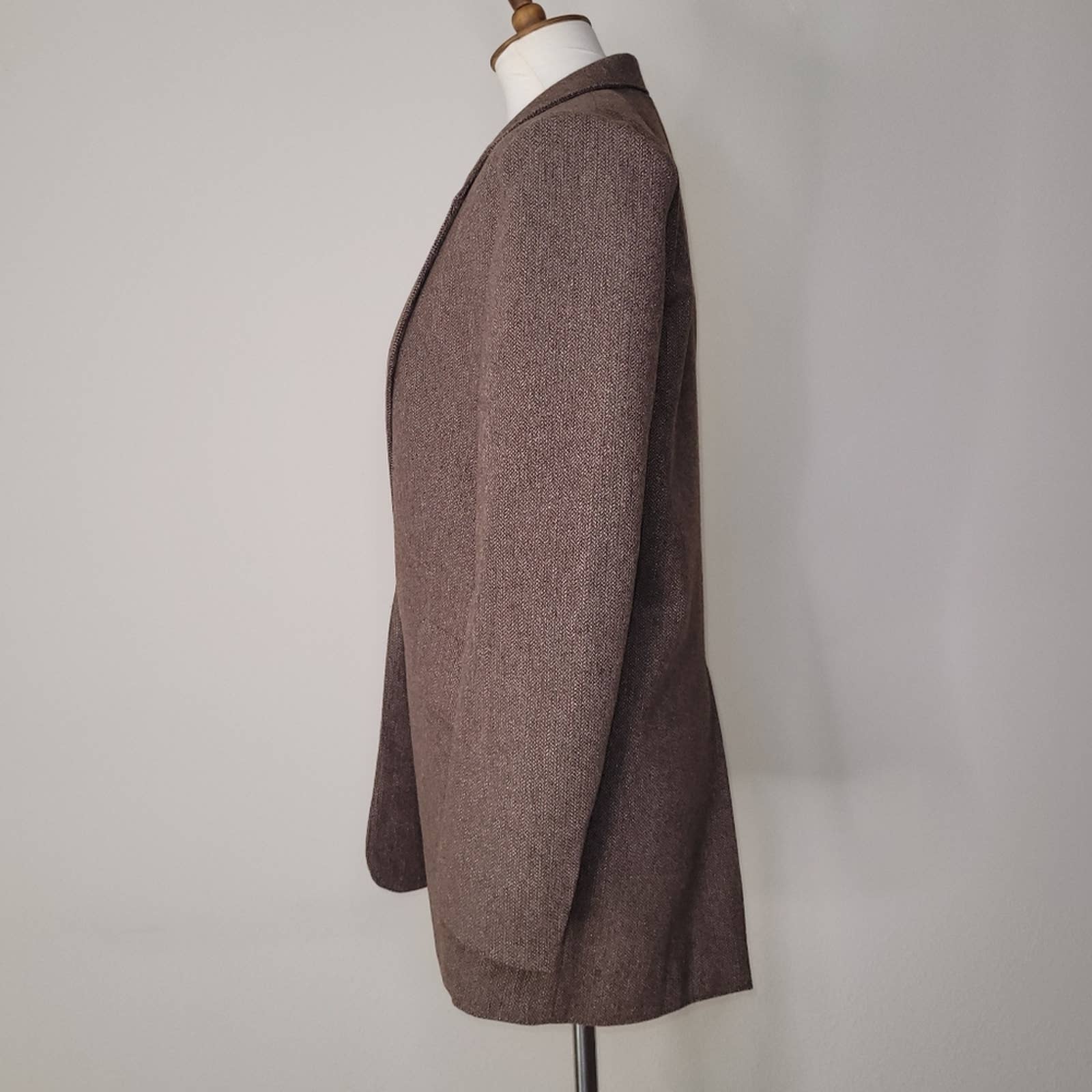 Vintage Brown Wool Blend Long-Sleeved Blazer - Sz. M by Barbara Hulanicki - Image 5