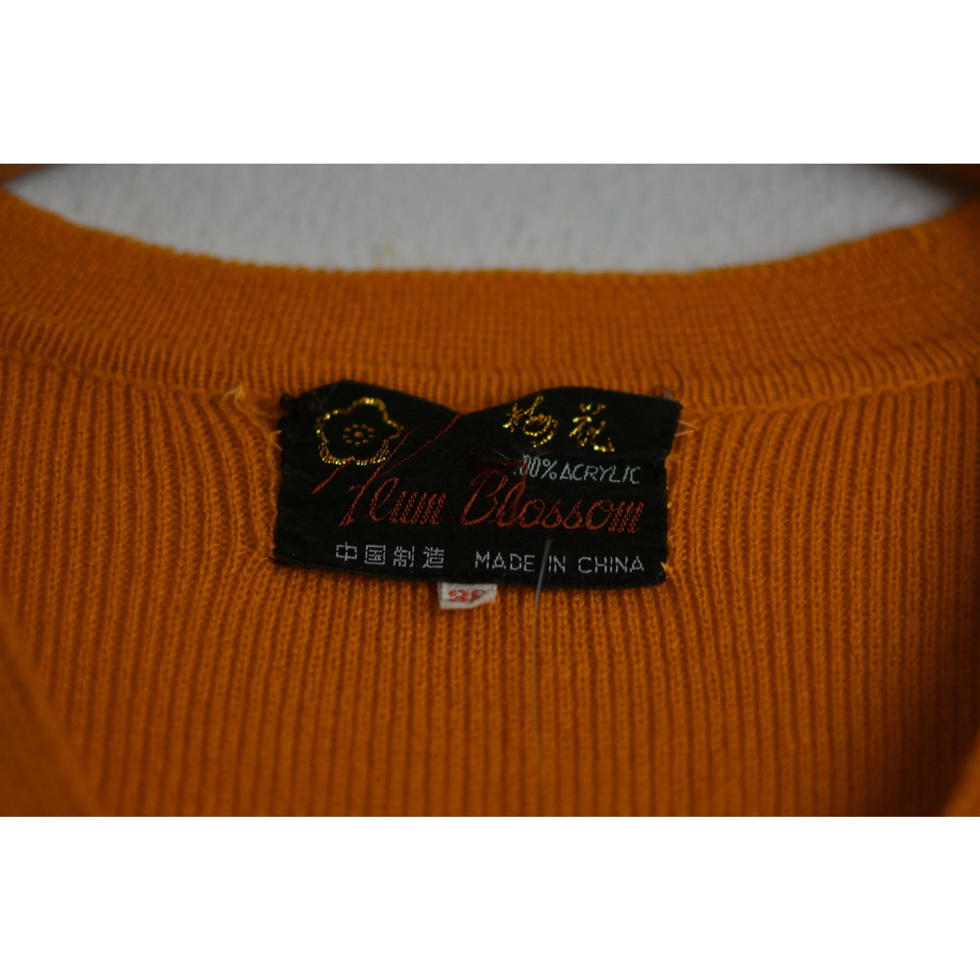 Vintage Buttoned Down Sweater 70s Mustard Marigold Medium Beaded Romantic Floral by Peum Blossom - Image 3