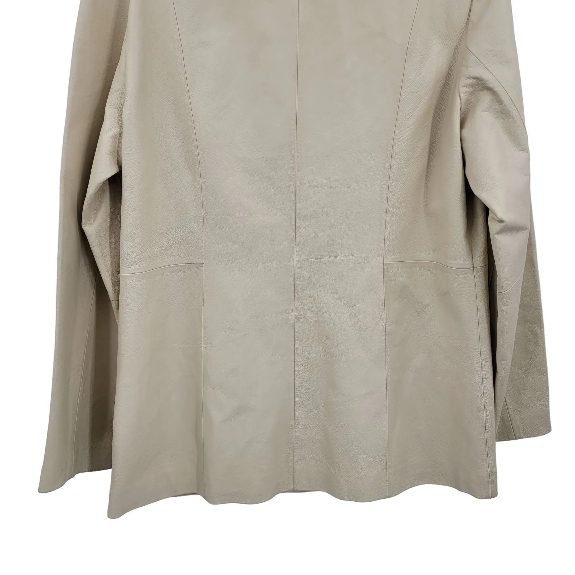 Vintage Cadwick's Leather Coat Longline Single Breasted Button Buttercream Xl by Chadwick's - Image 10