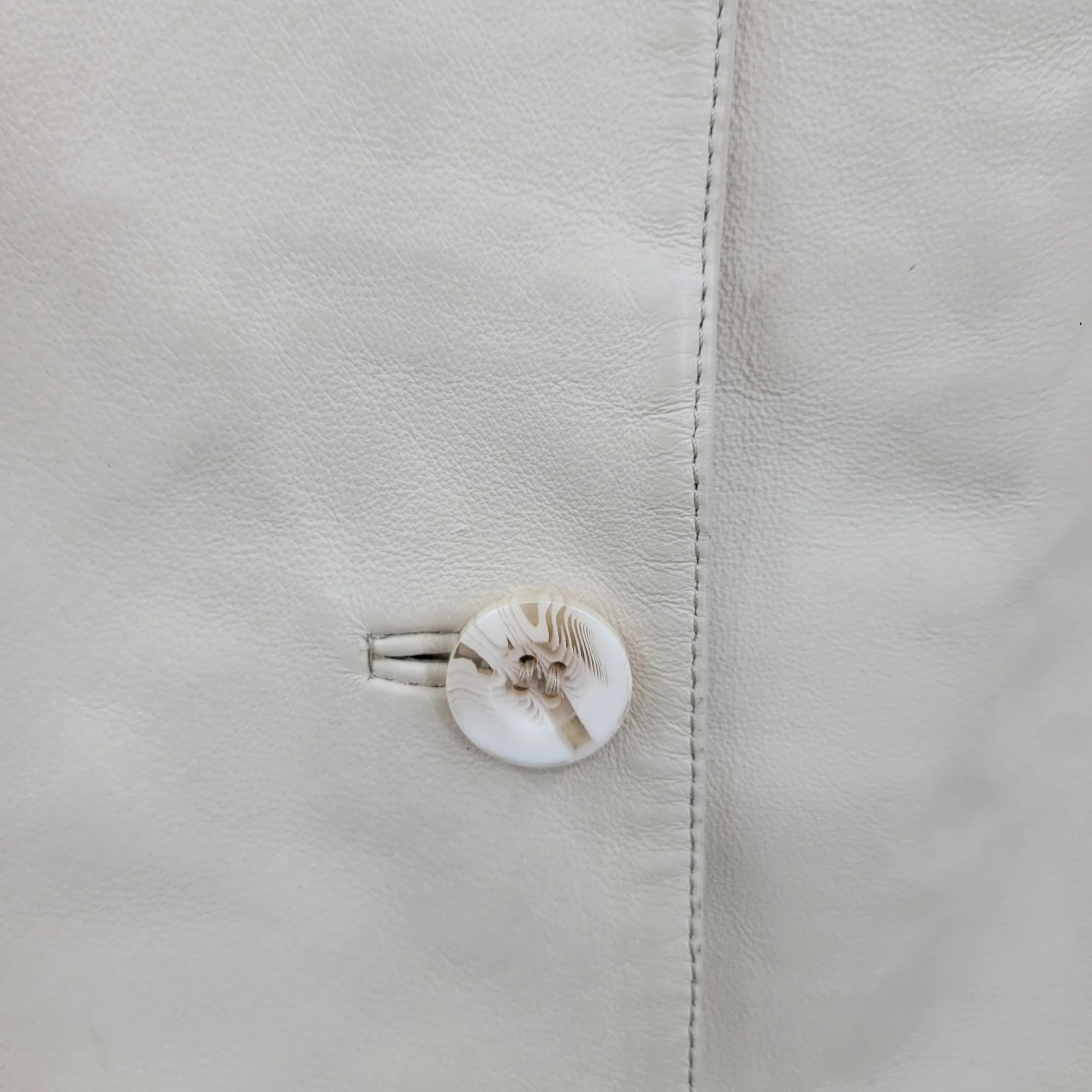 Vintage Cadwick's Leather Coat Longline Single Breasted Button Buttercream Xl by Chadwick's - Image 5