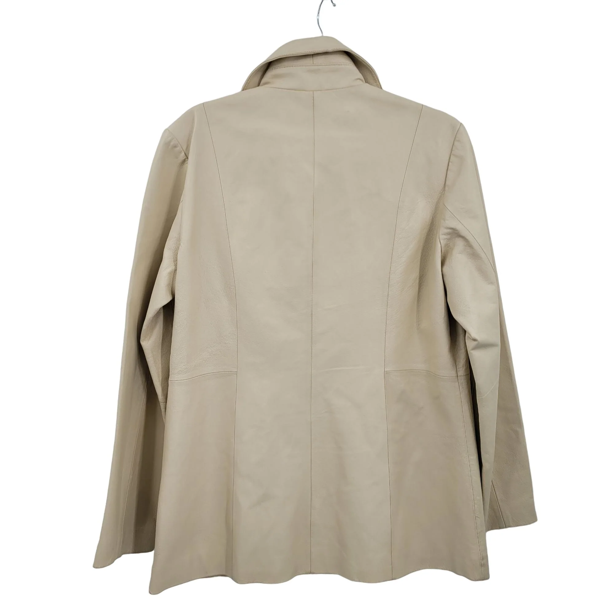 Vintage Cadwick's Leather Coat Longline Single Breasted Button Buttercream Xl by Chadwick's - Image 8