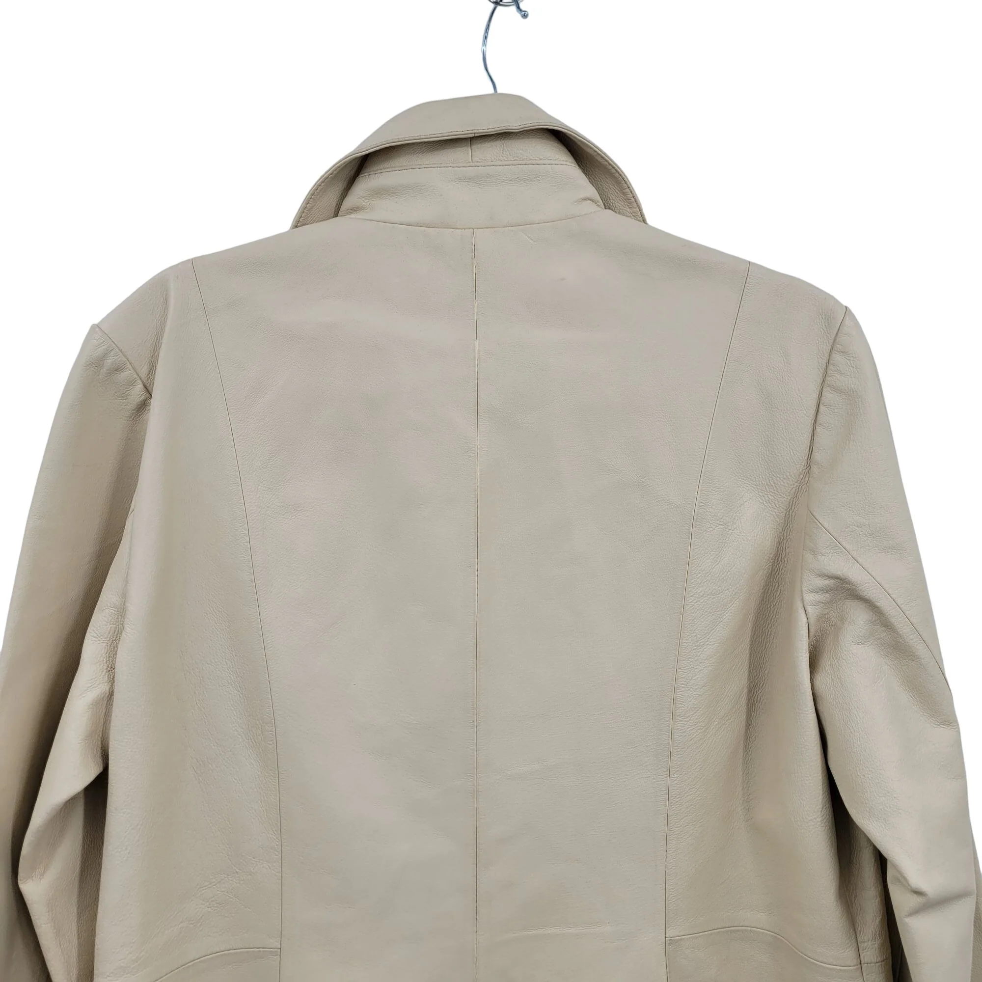 Vintage Cadwick's Leather Coat Longline Single Breasted Button Buttercream Xl by Chadwick's - Image 9