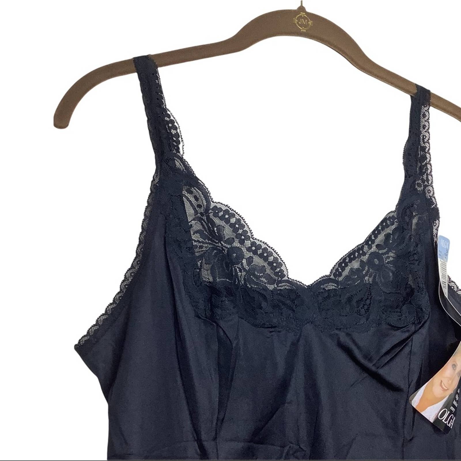Vintage Cami 80s 90s Small 34 Nylon Lace Trim Lingerie Adjustable Deadstock by Olga - Image 3