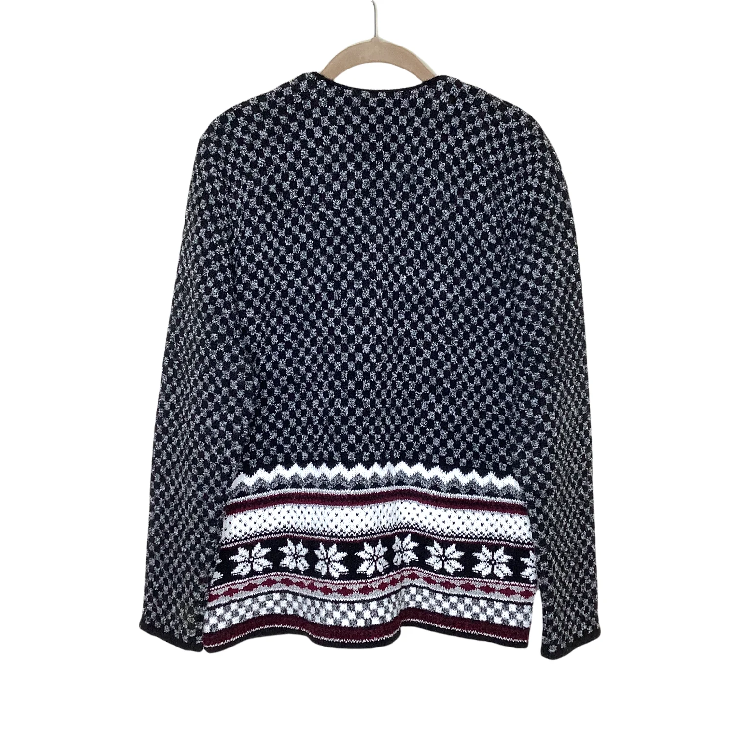 Vintage Cardigan 80s 90s Small Fair Isle Snowflake Lightweight Knit Oversized S by Massacio - Image 2