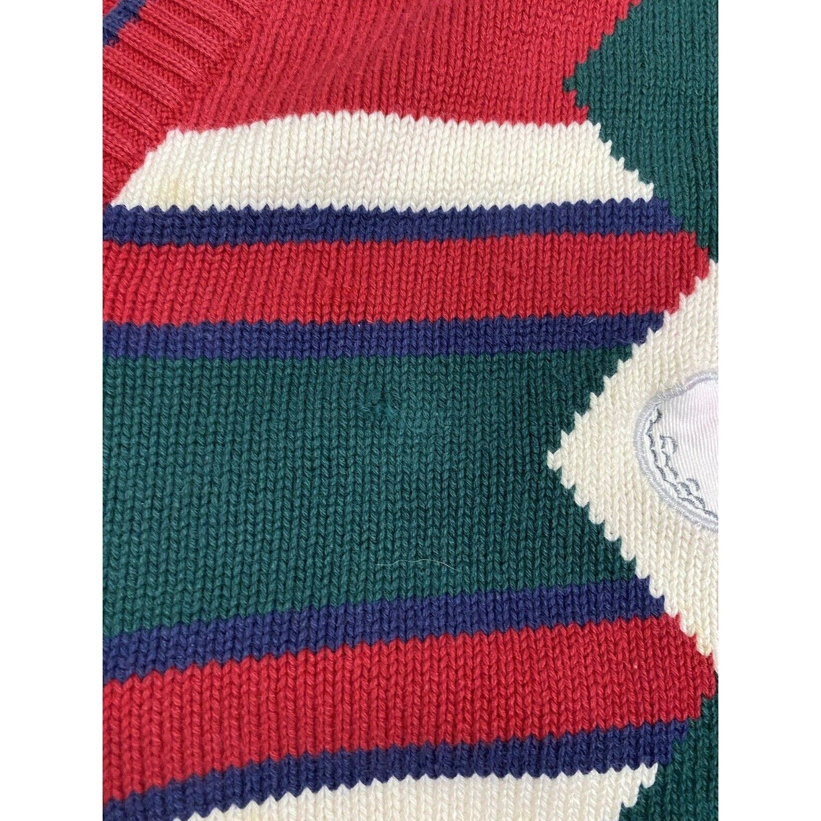 Vintage Cardigan Golf Sweater Grandpa Clubfellow Cotton 90s Stripes Diamonds - Image 3