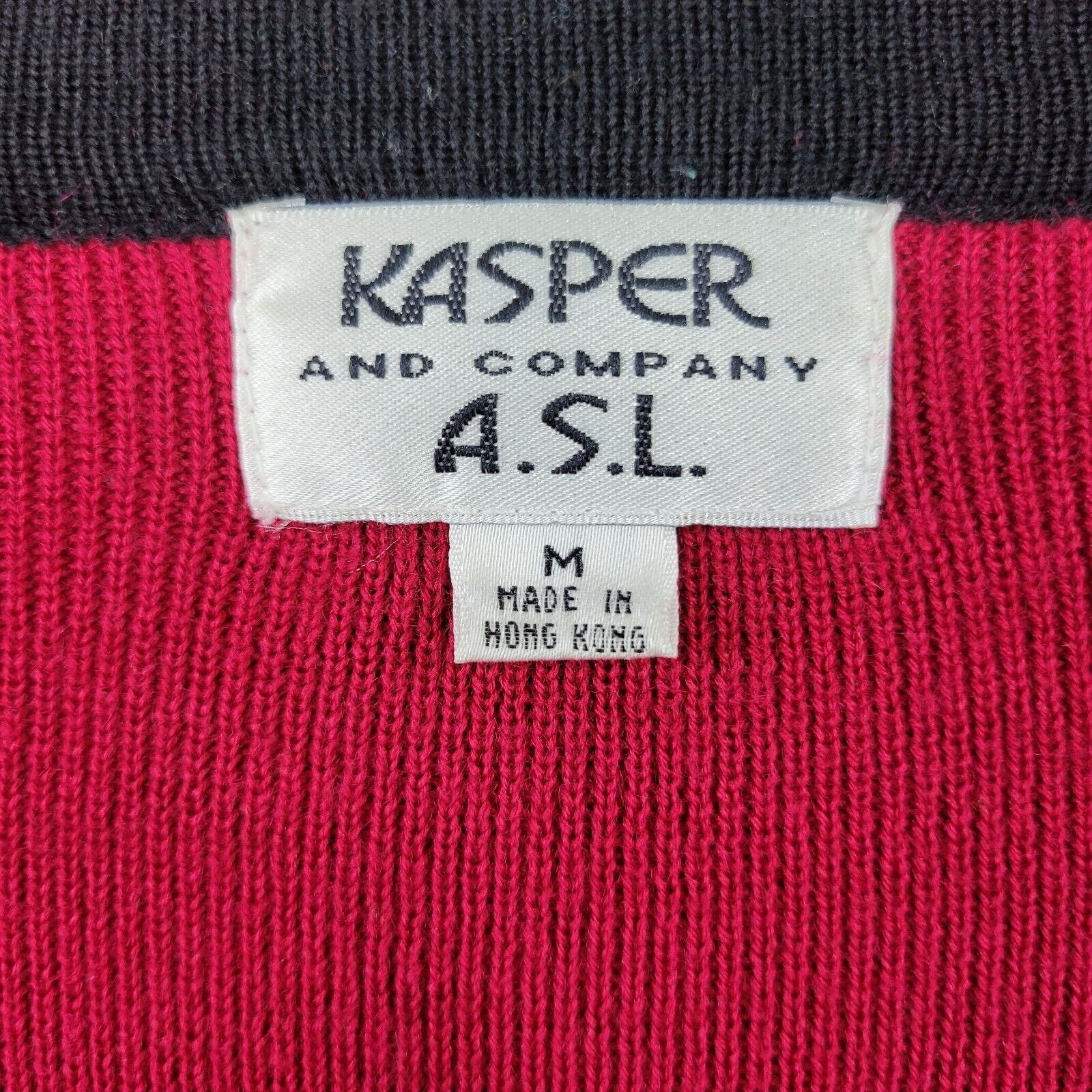 Vintage Cardigan Sweater Jacket Size Medium Wool Blend Winter Black Red Military by Kasper - Image 7