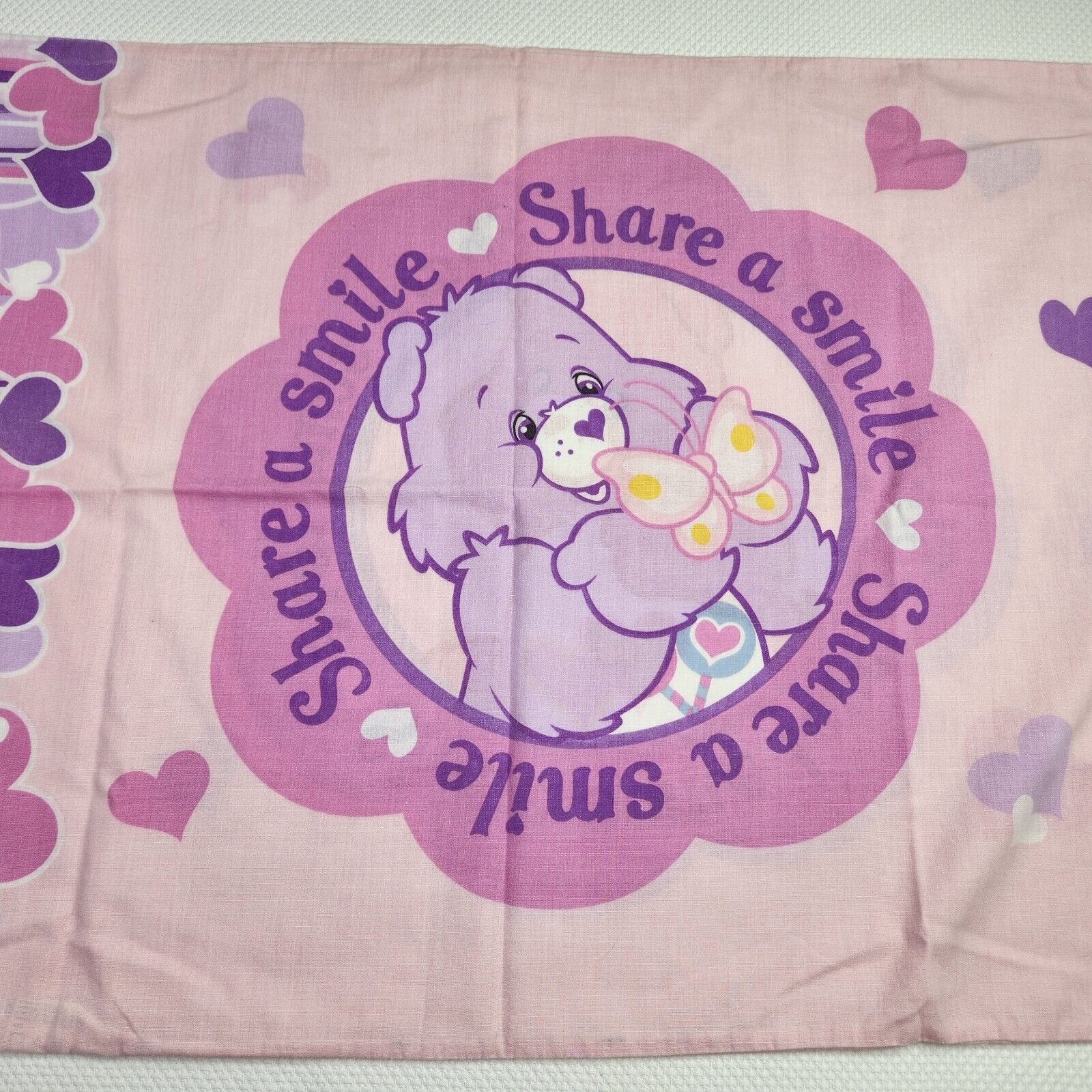 Vintage Care Bears Pillowcase Share a Smile Love a Lot Share Bear Pink Purple by Care Bears - Image 4