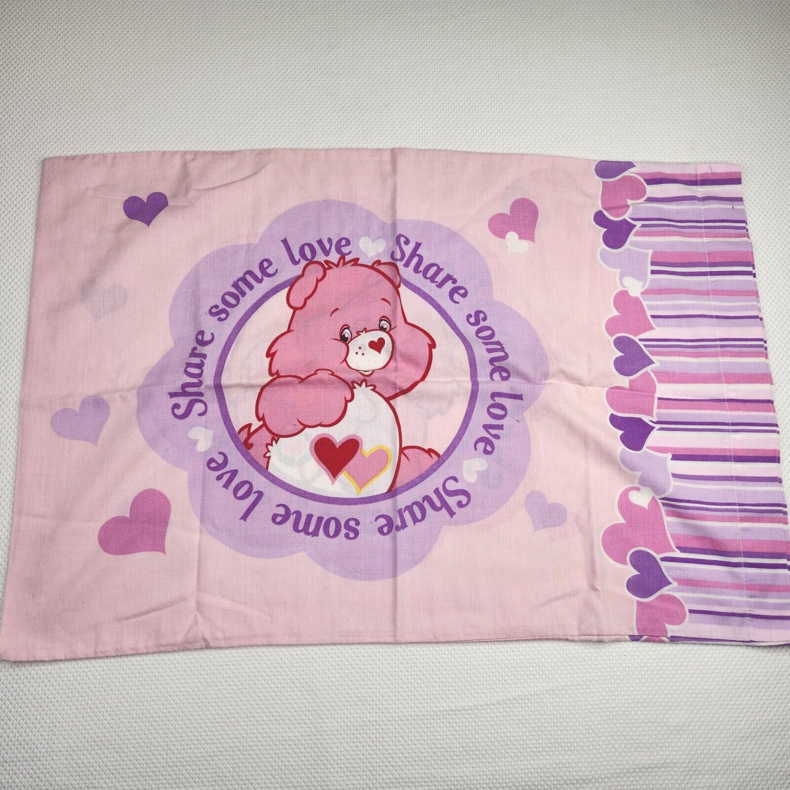 Vintage Care Bears Pillowcase Share a Smile Love a Lot Share Bear Pink Purple by Care Bears - Image 5