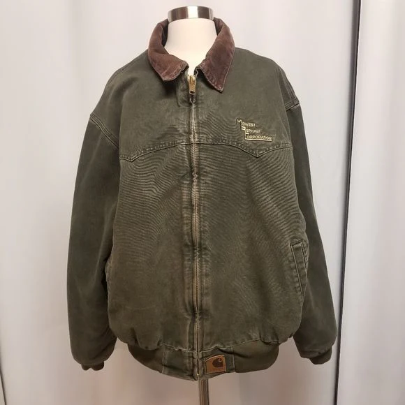 Vintage Carhartt Distressed Green Duck Canvas Work Bomber Jacket by Carhartt - Image 10