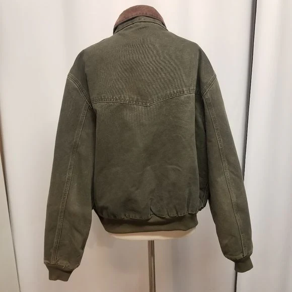 Vintage Carhartt Distressed Green Duck Canvas Work Bomber Jacket by Carhartt - Image 4